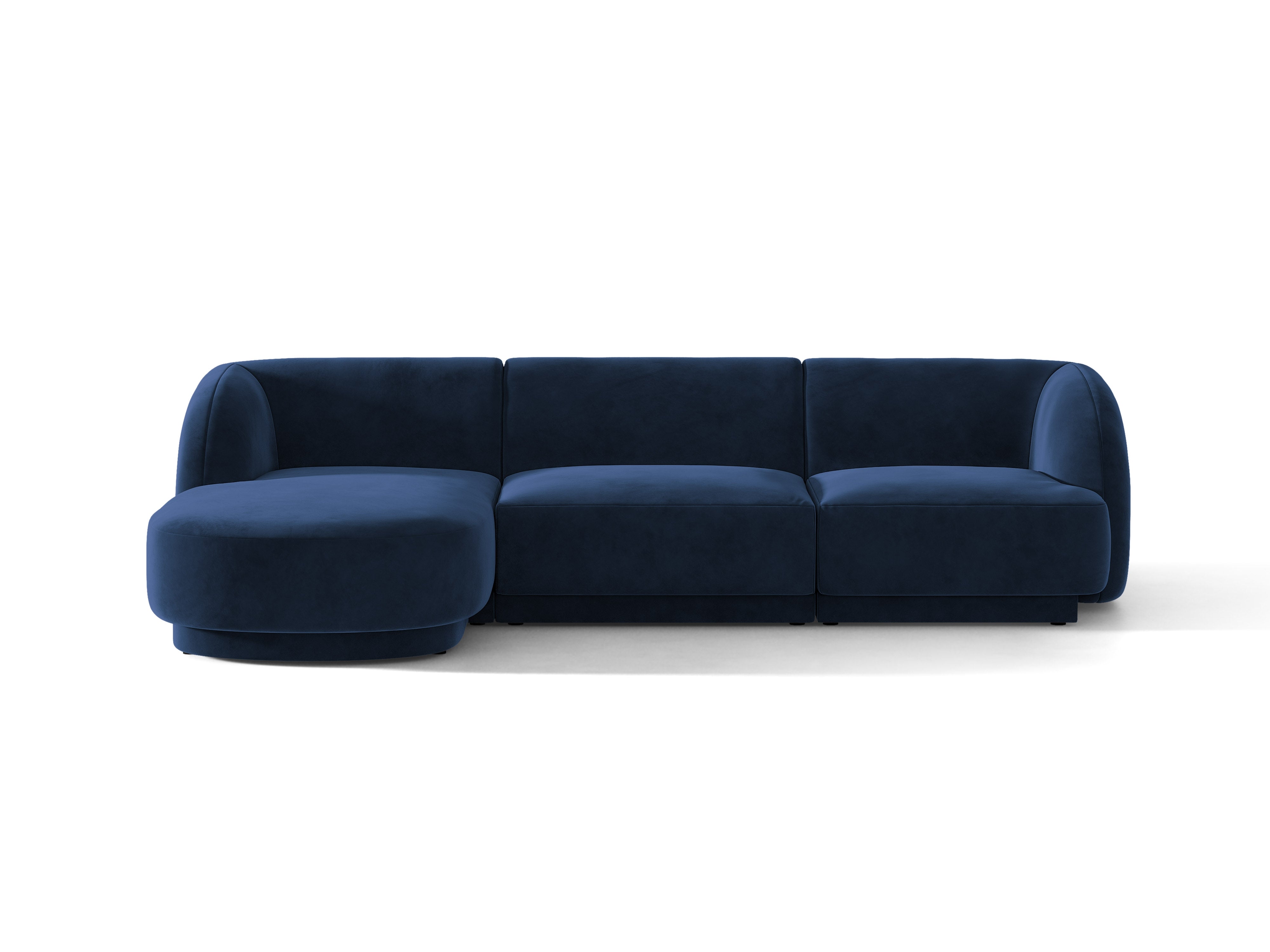 Samt-Ecksofa für 4 Personen links MILEY in Marineblau