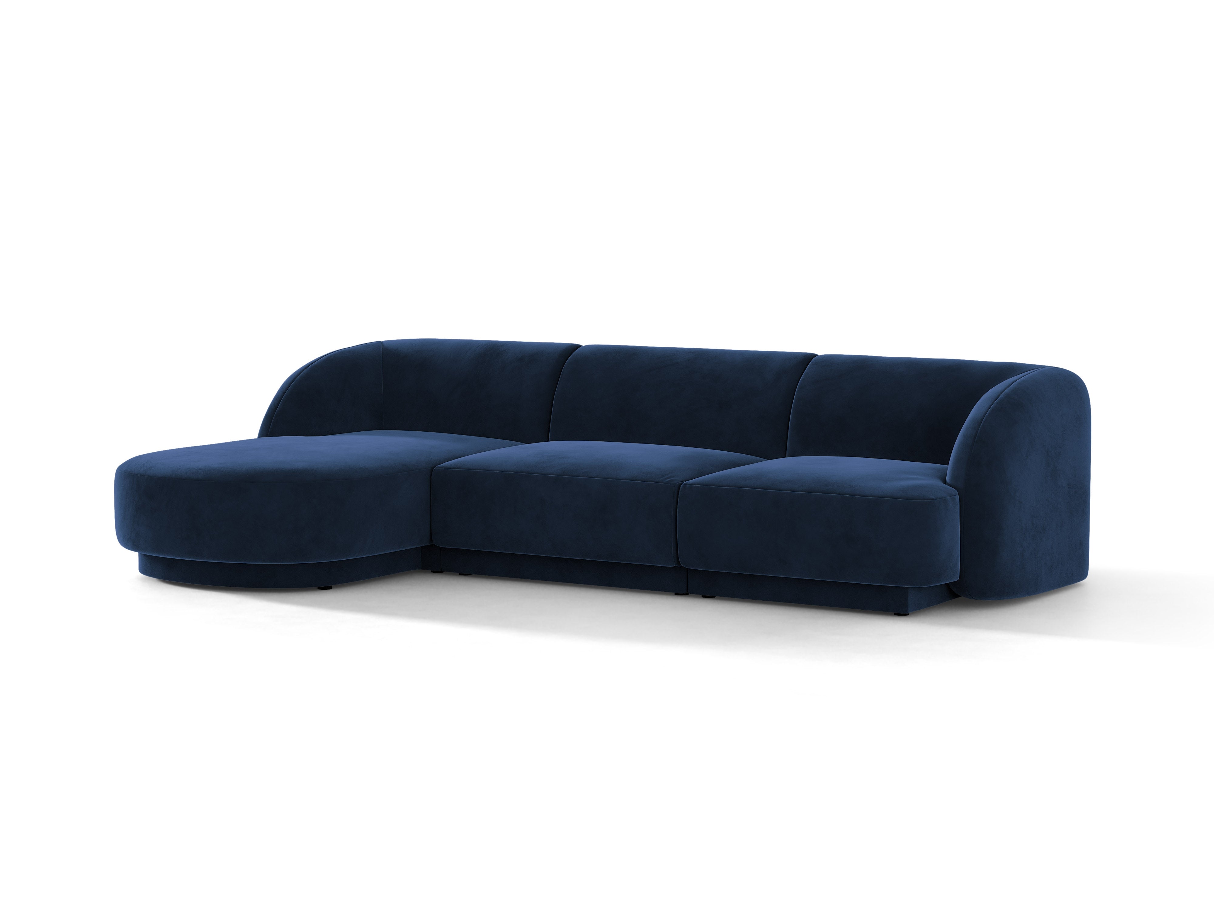 Samt-Ecksofa für 4 Personen links MILEY in Marineblau