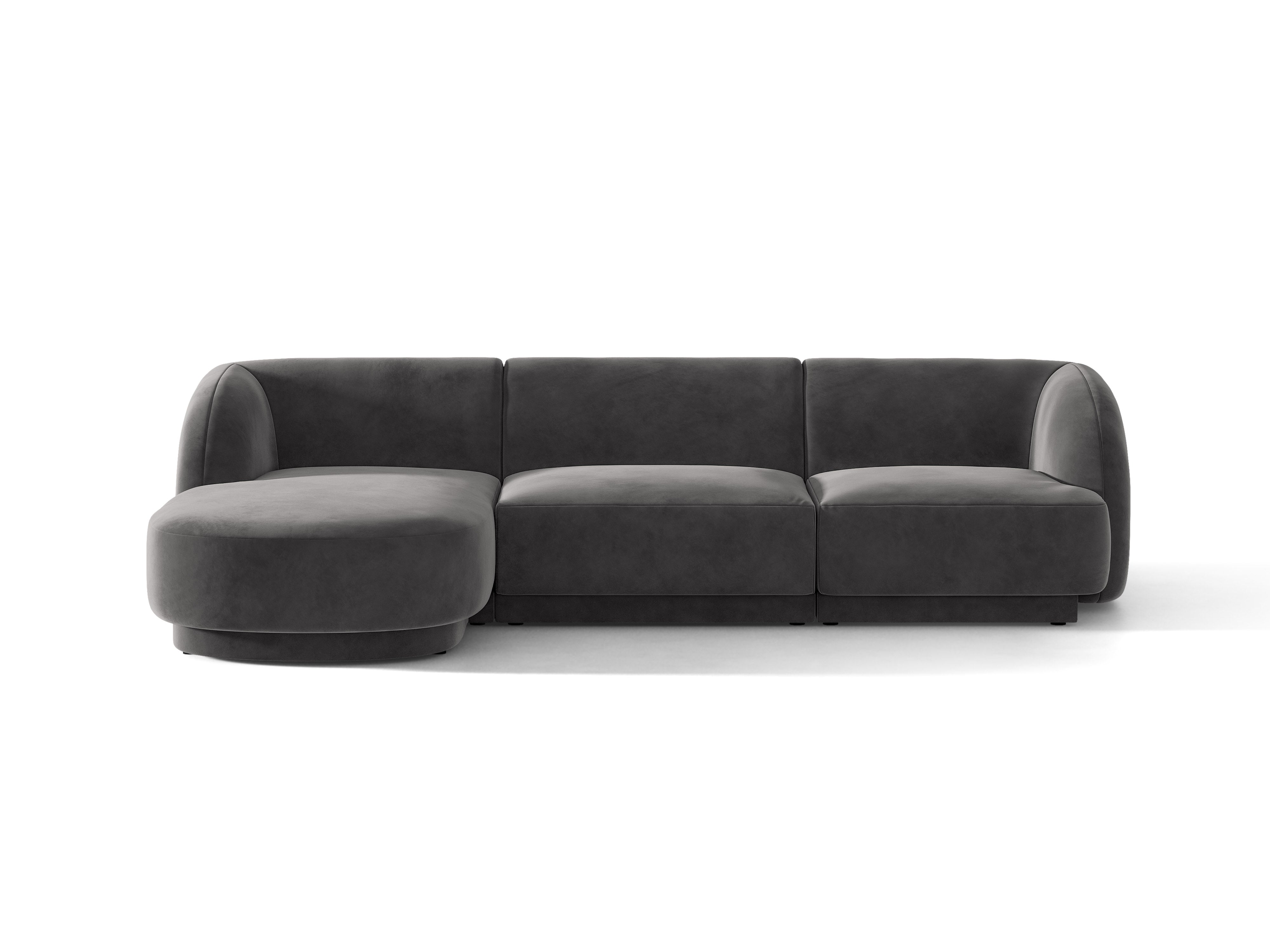 Samt-Ecksofa für 4 Personen links MILEY dunkelgrau