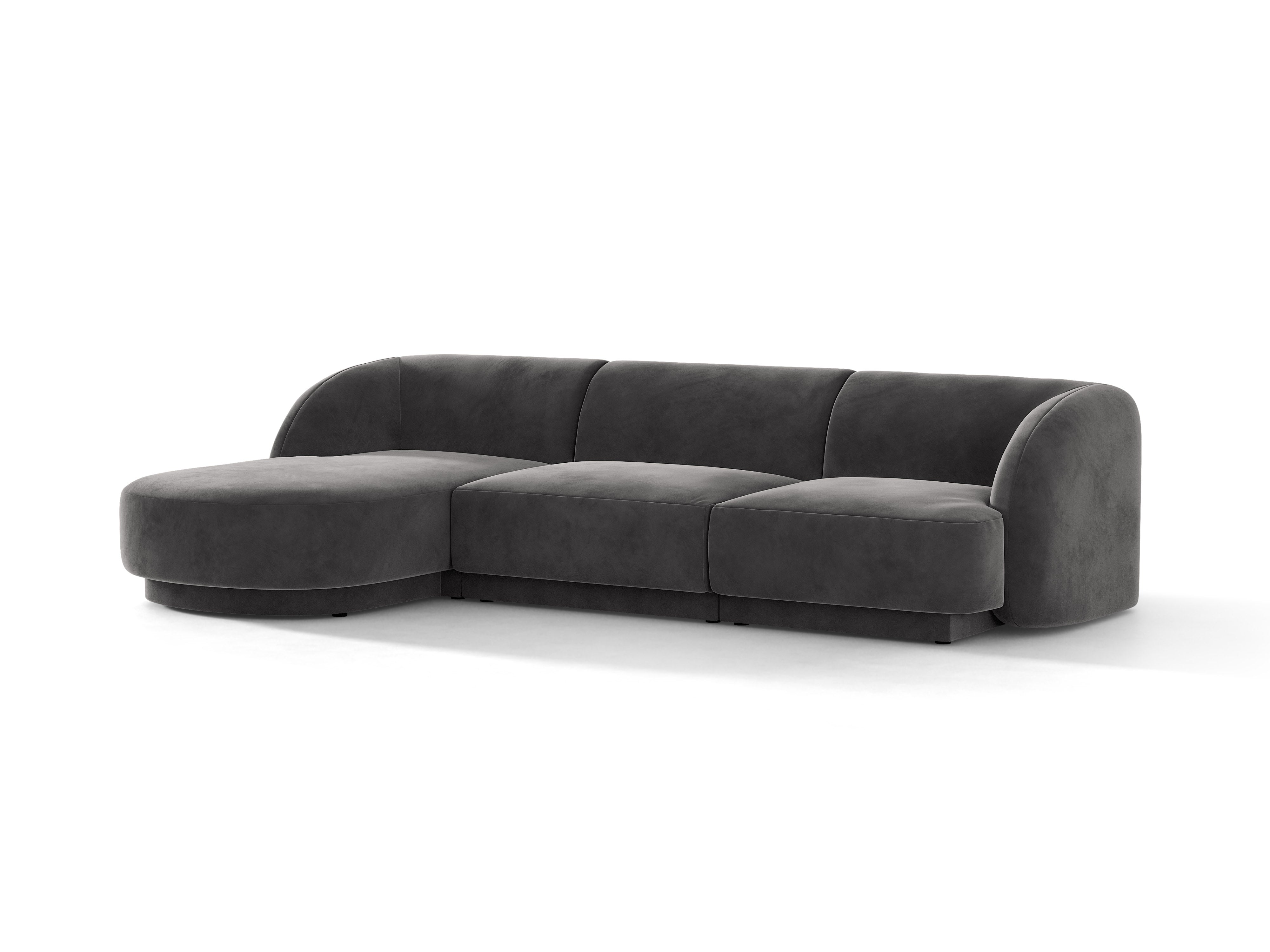 Samt-Ecksofa für 4 Personen links MILEY dunkelgrau