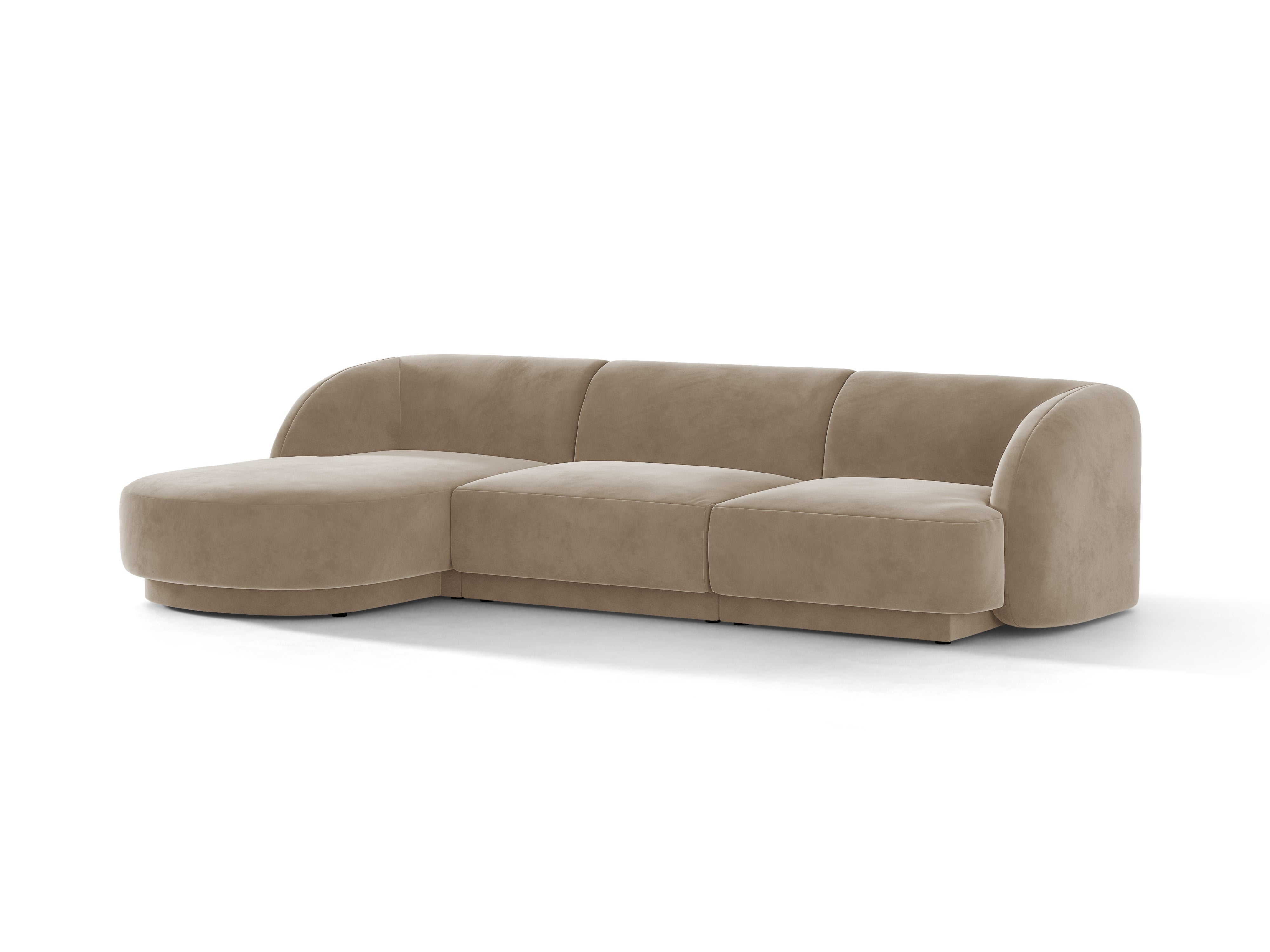 Samt-Ecksofa für 4 Personen links MILEY cappuccino