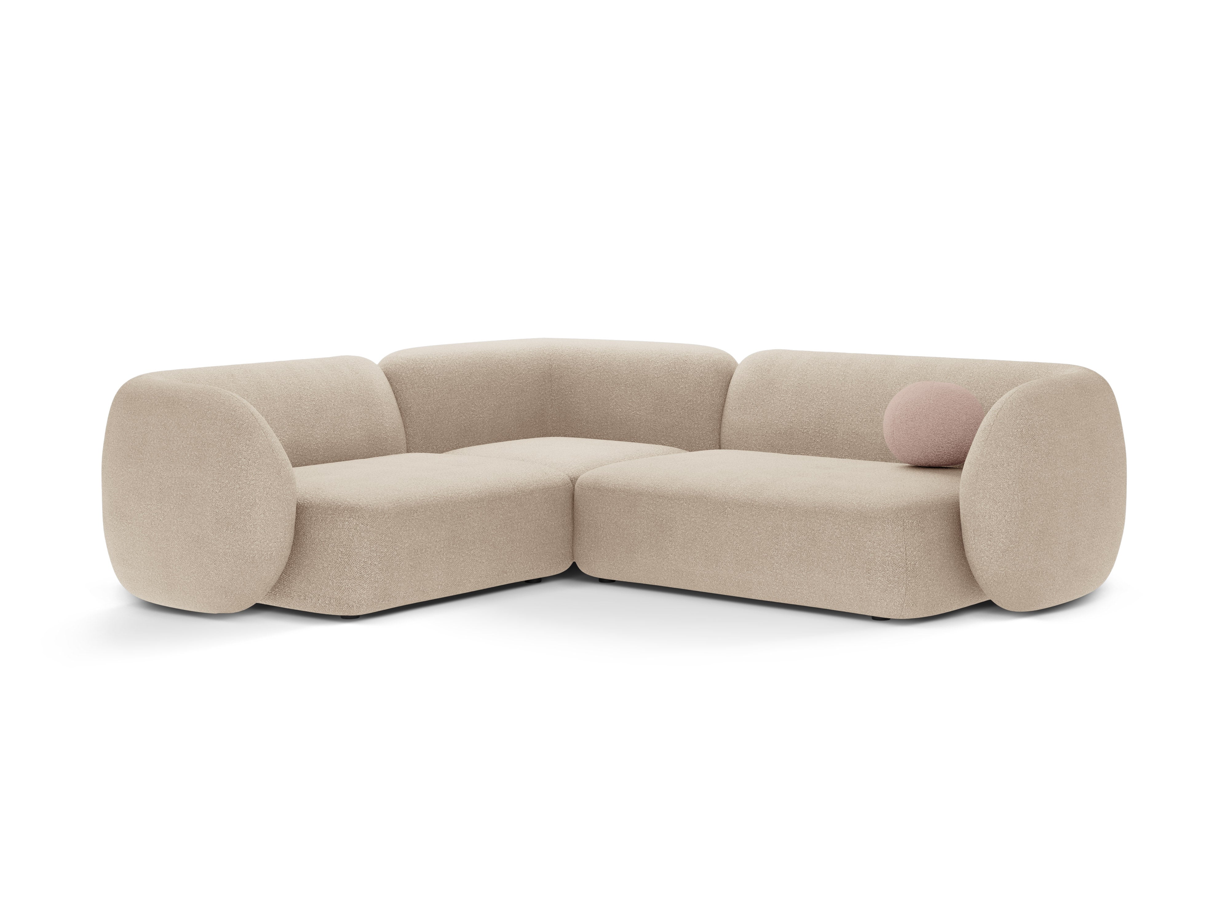 Linksseitige 4-Sitzer-Eckcouch KATE in beigem Boucle