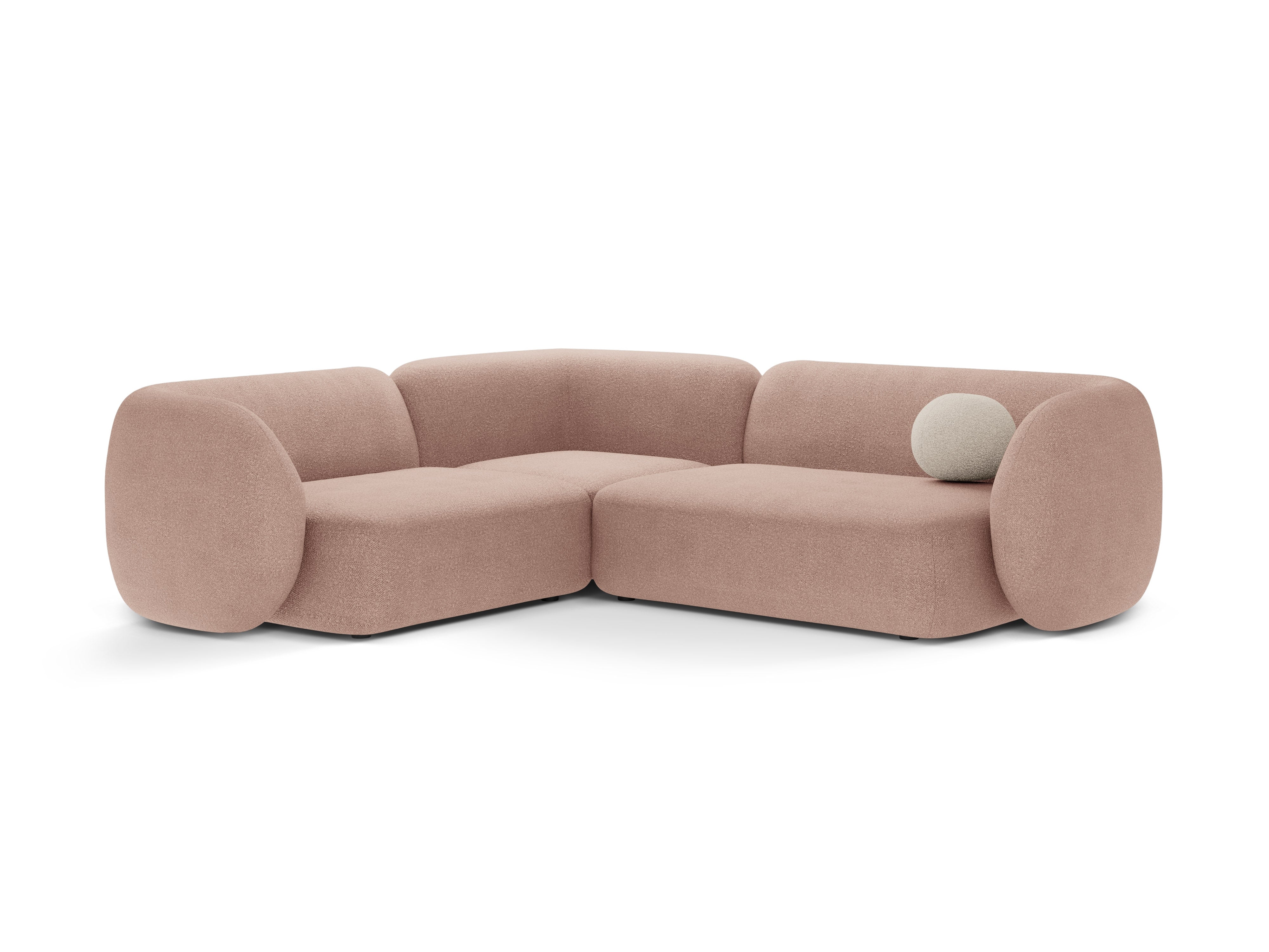 Linksseitige 4-Sitzer-Eckcouch KATE in rosa Boucle