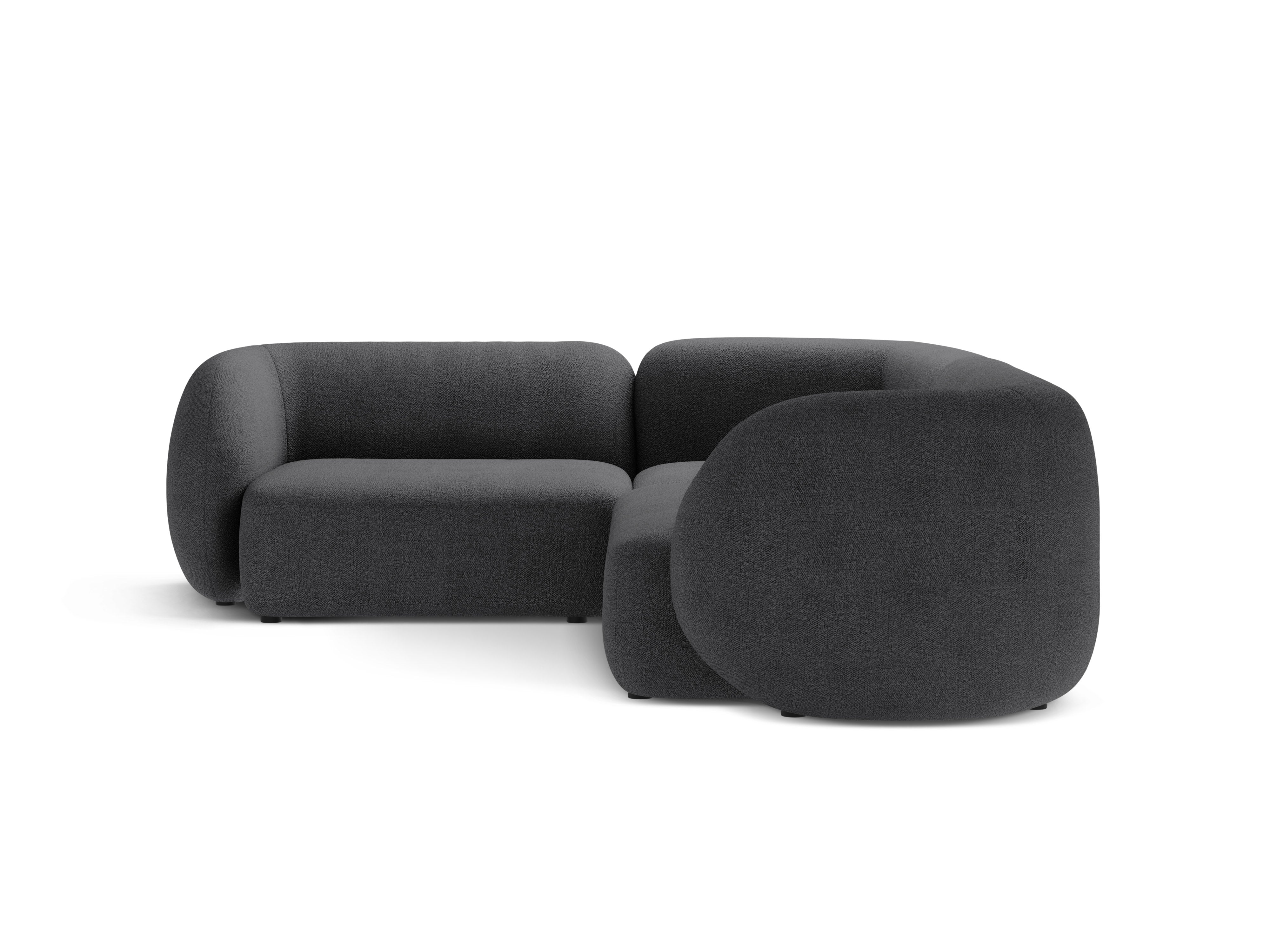 Left-sided corner sofa for 4 people KATE dark gray boucle