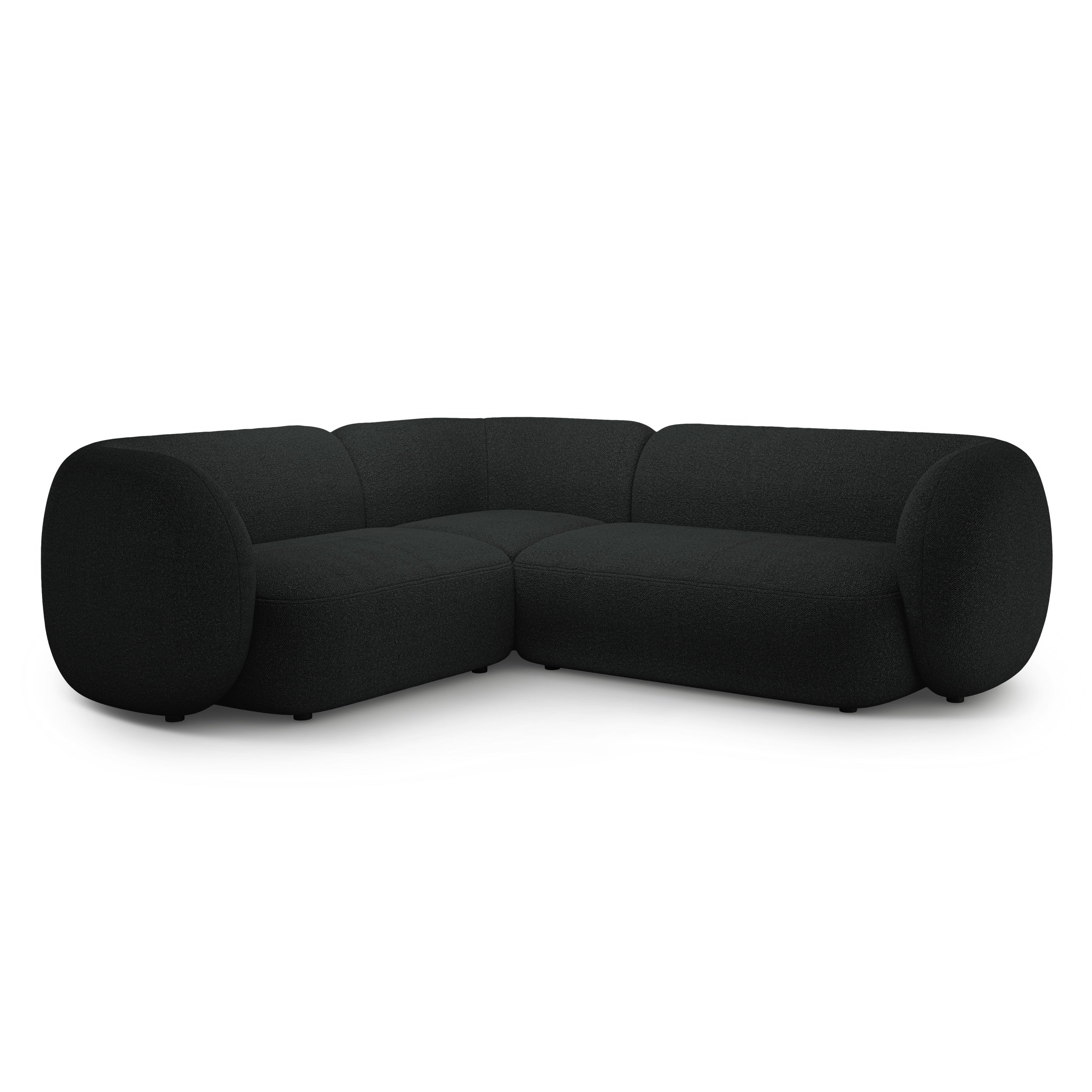 Linksseitige 4-Sitzer-Eckcouch KATE schwarzes Boucle