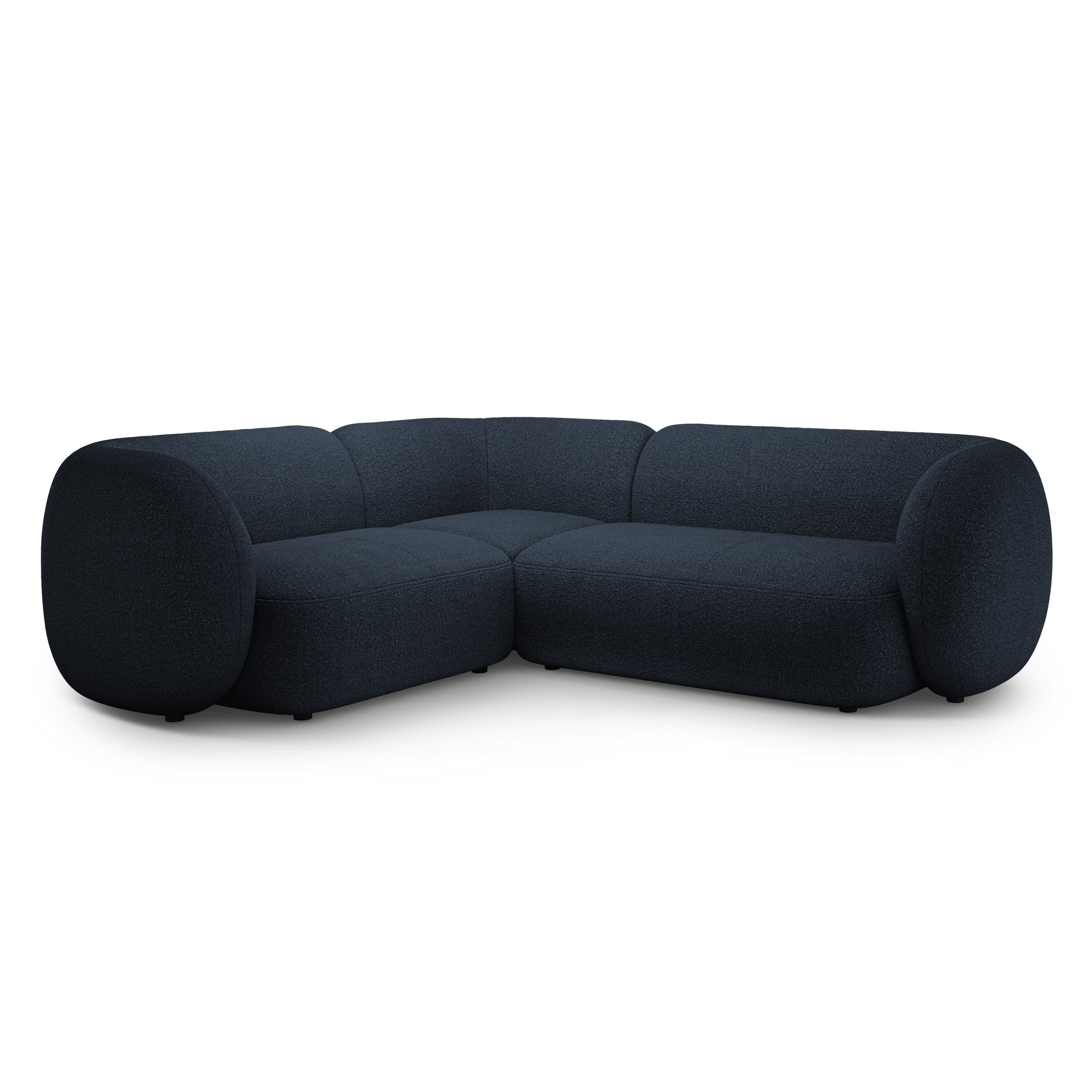 Linksseitiges 4-Sitzer-Sofa KATE in marineblauem Boucle