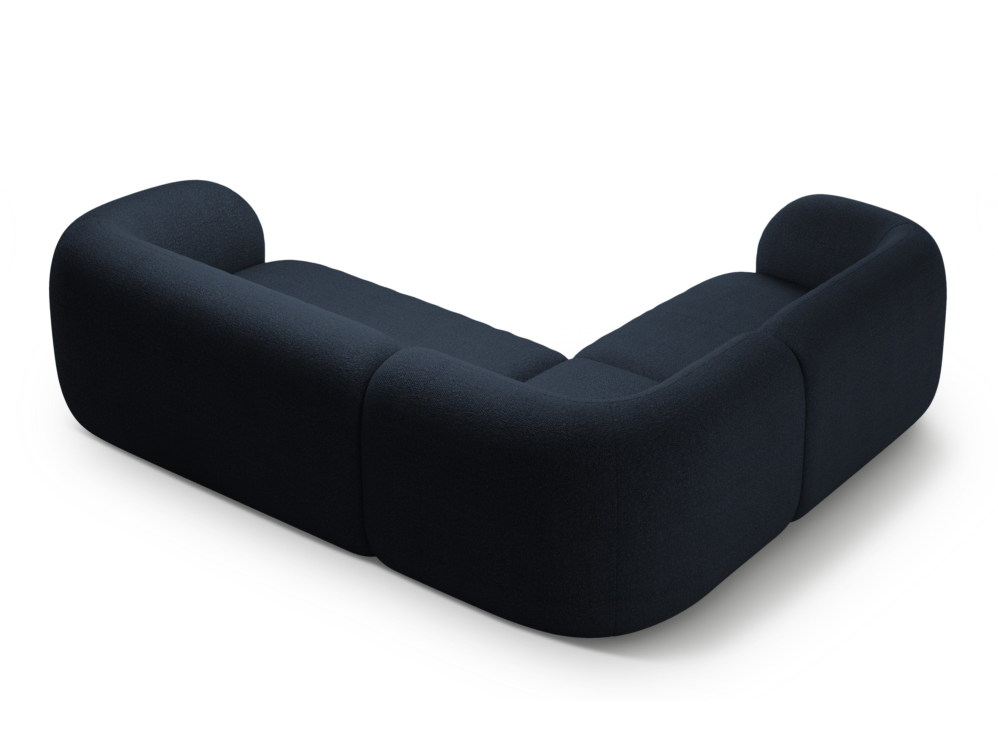 Linksseitiges 4-Sitzer-Sofa KATE in marineblauem Boucle