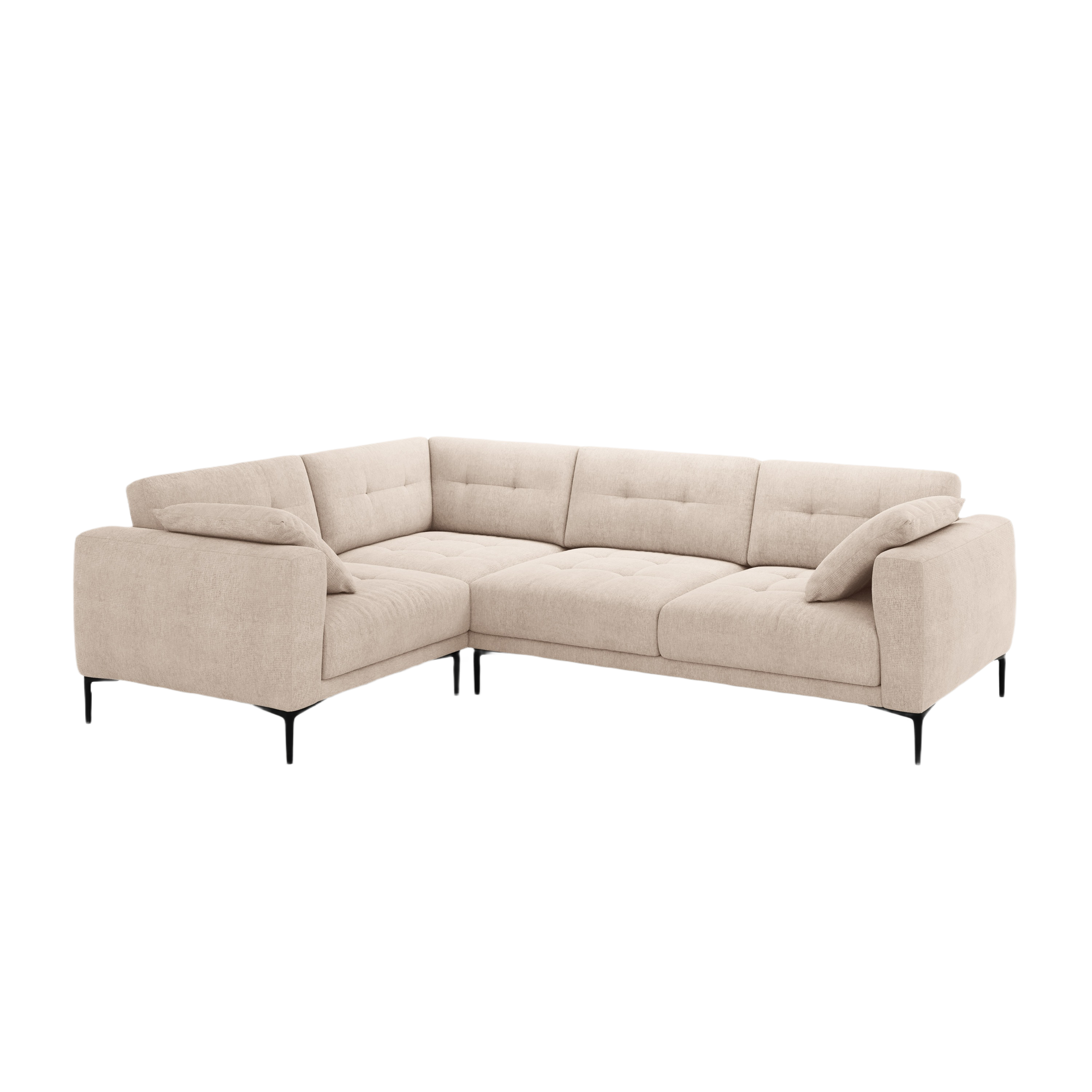 Left-facing L-shaped corner sofa BEMY in sandy chenille