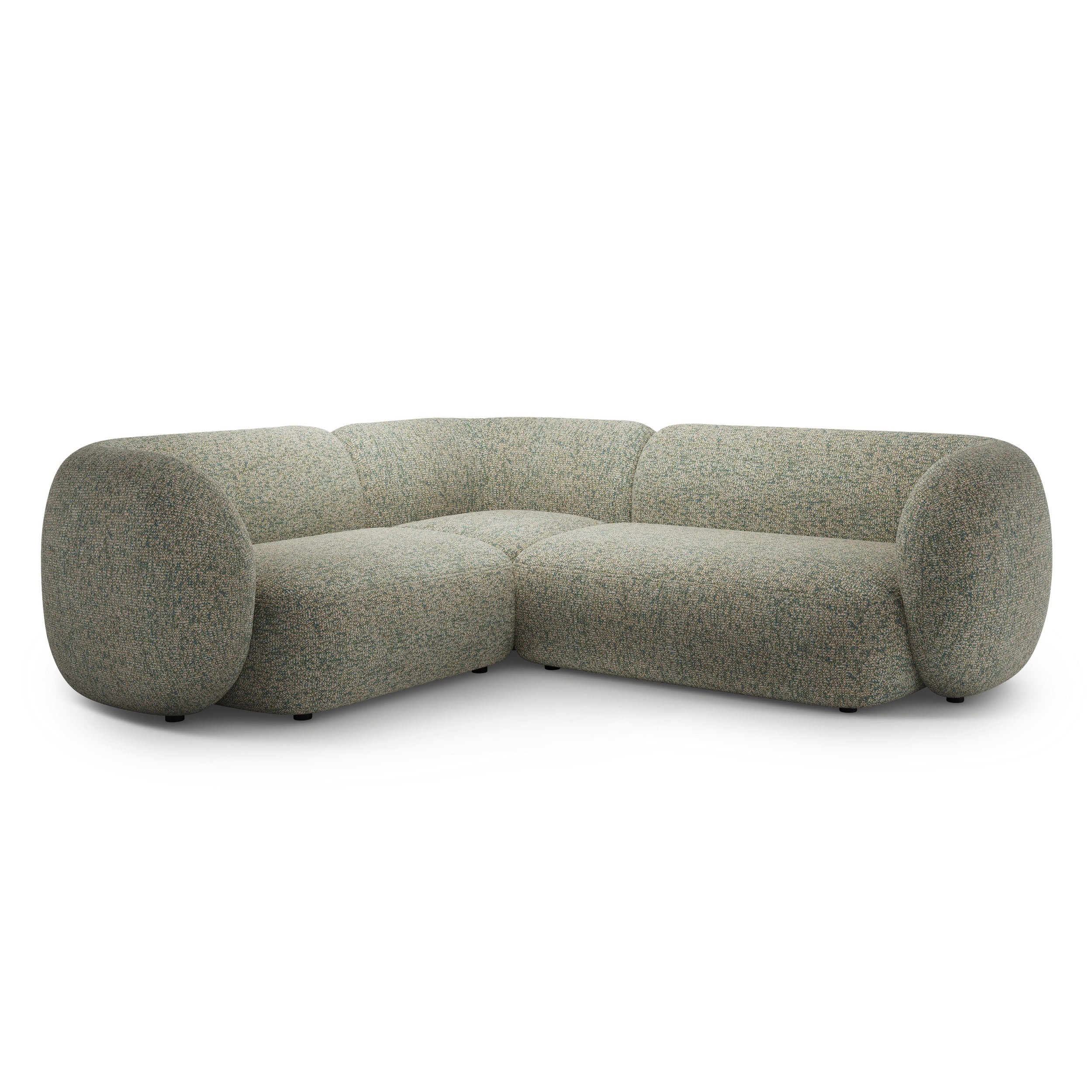 Linksseitiges 4-Sitzer-Sofa KATE hellgrüner Melange