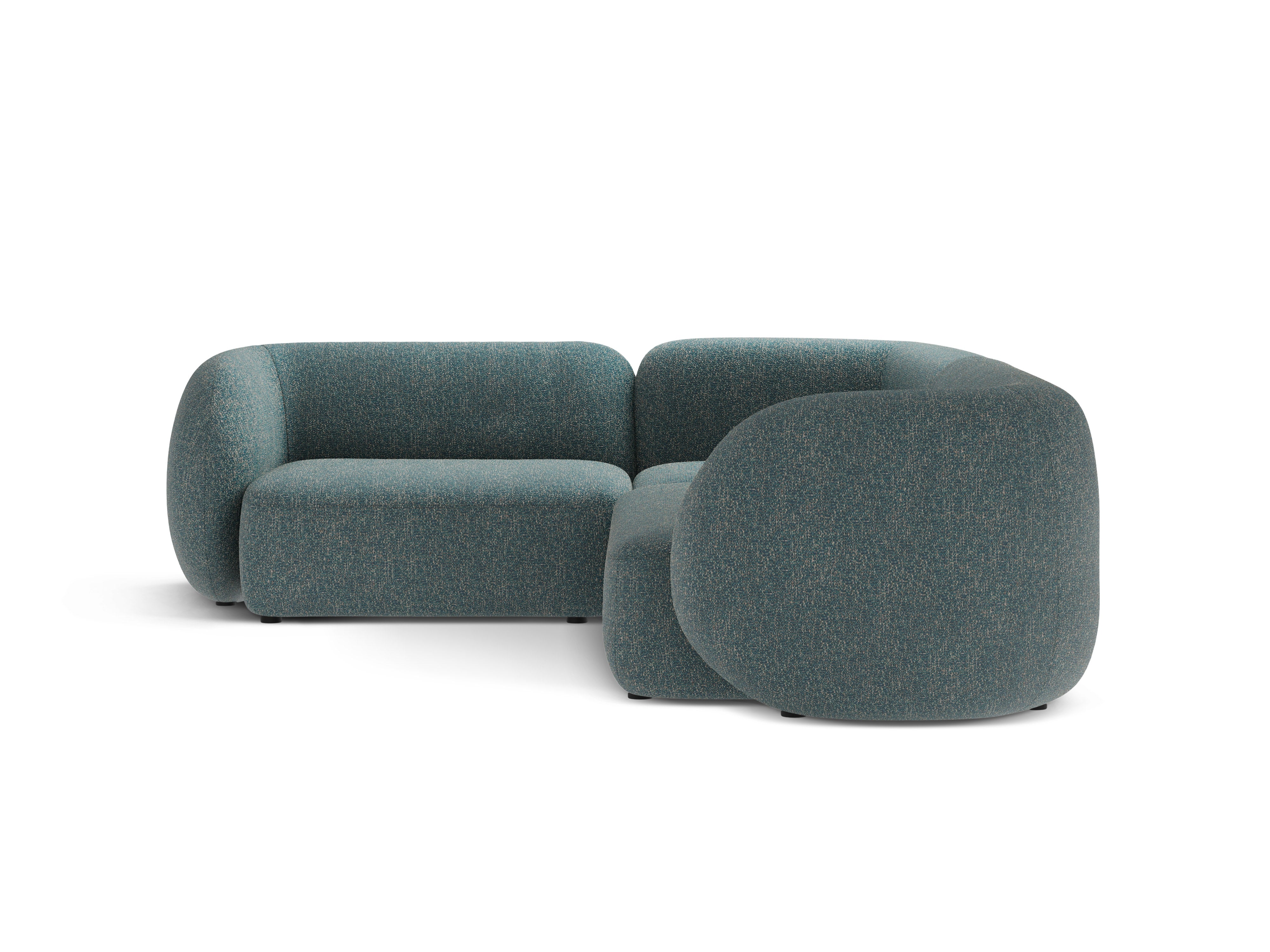 Linksseitige 4-Sitzer-Eckcouch KATE blauer Melange
