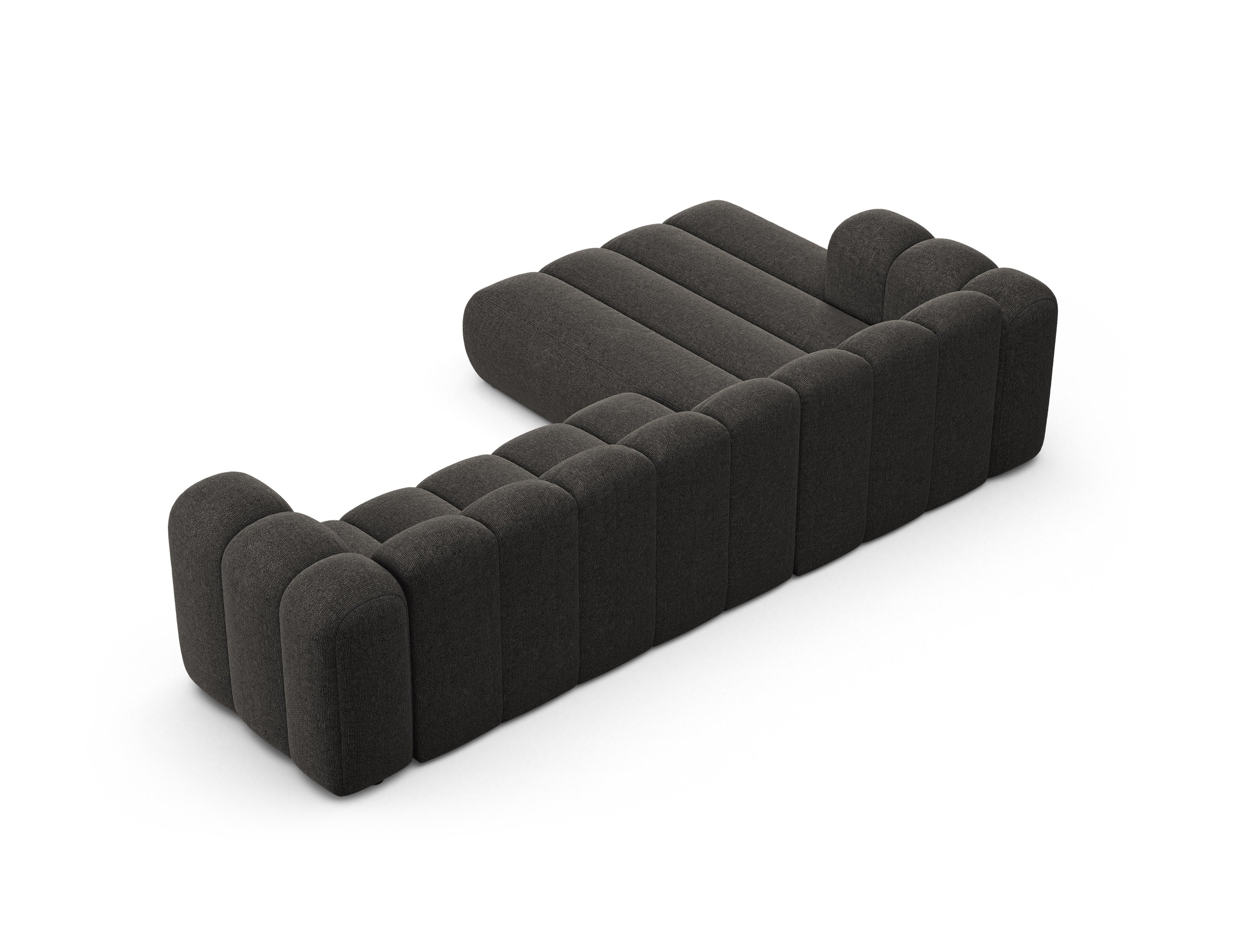 4-seater left-facing corner sofa LUPINE gray chenille
