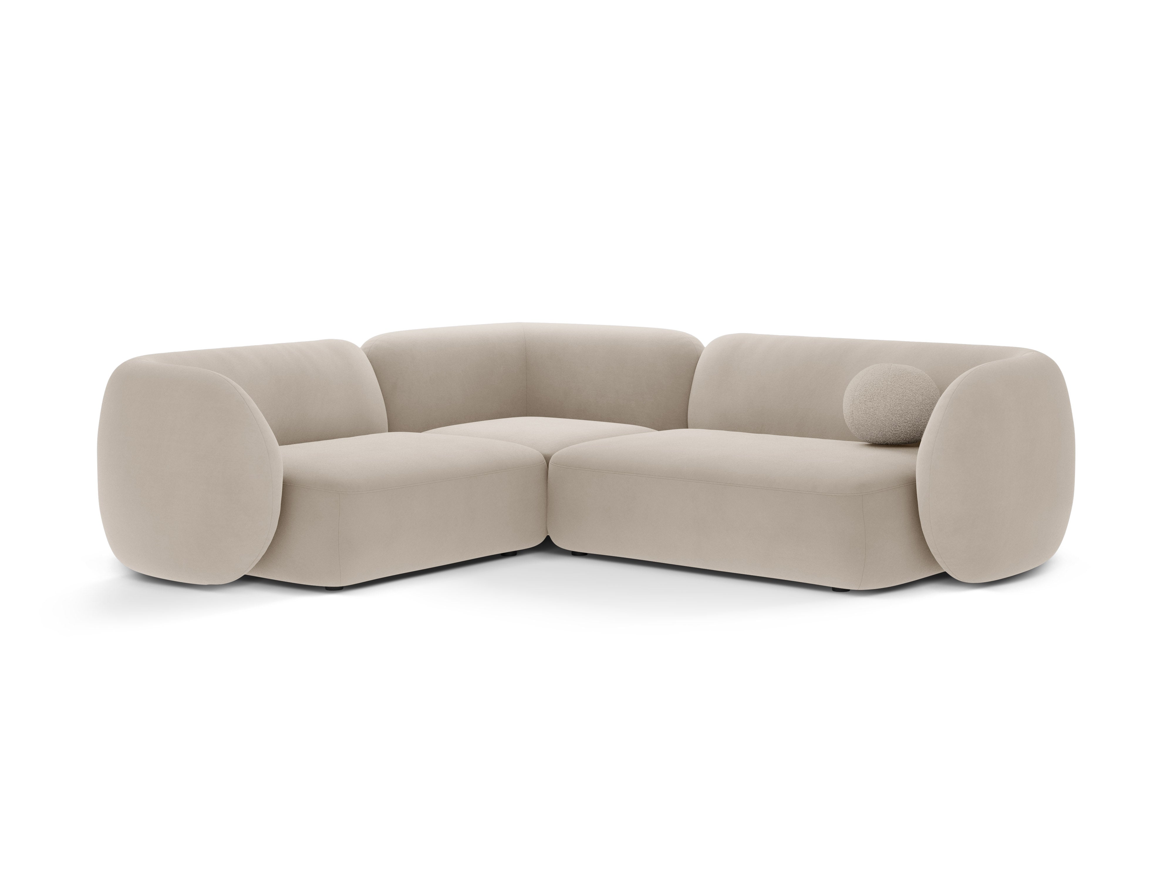 Samt-Ecksofa linksseitig für 4 Personen KATE beige