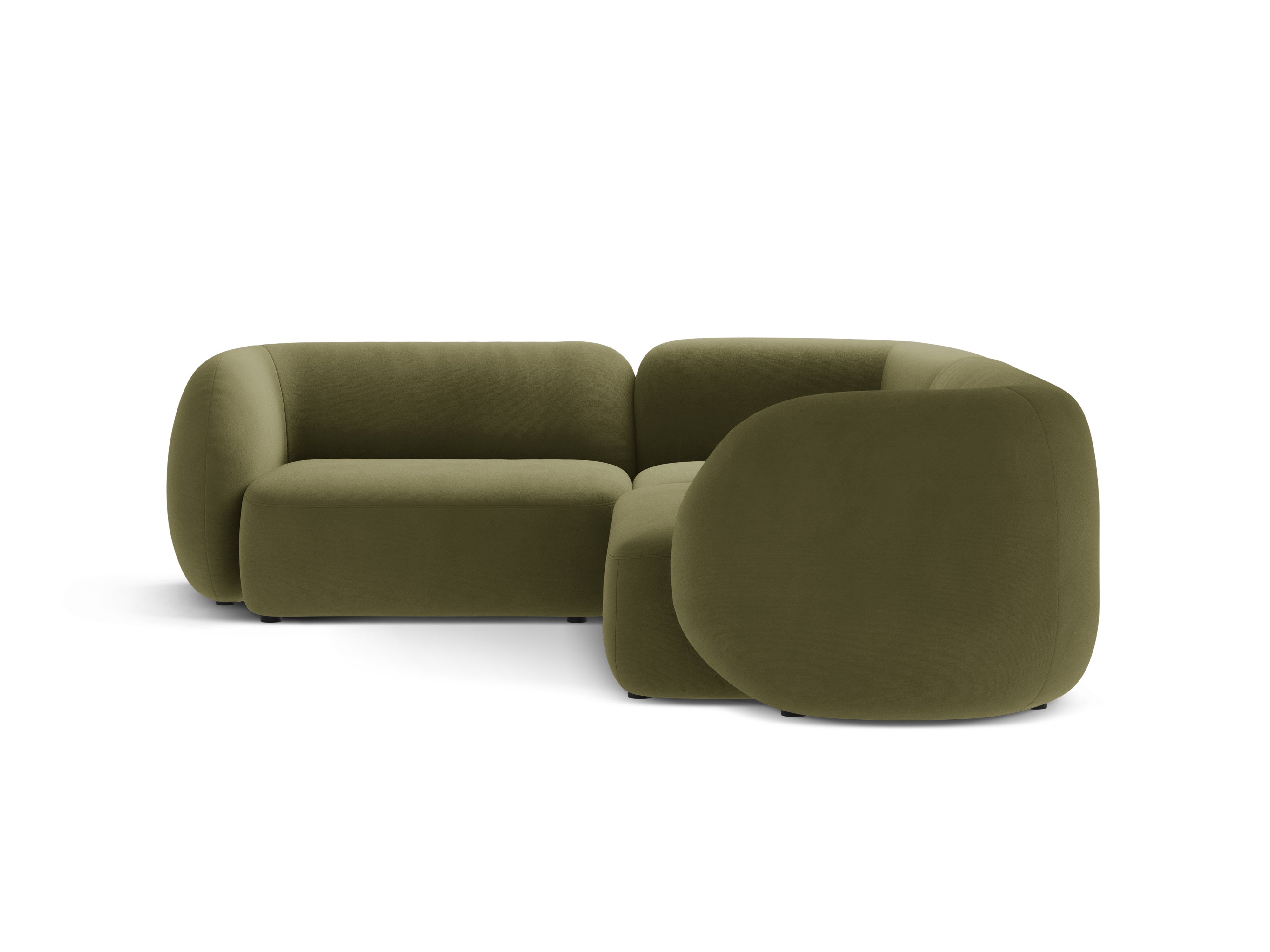Samt-Ecksofa linksseitig für 4 Personen KATE grün