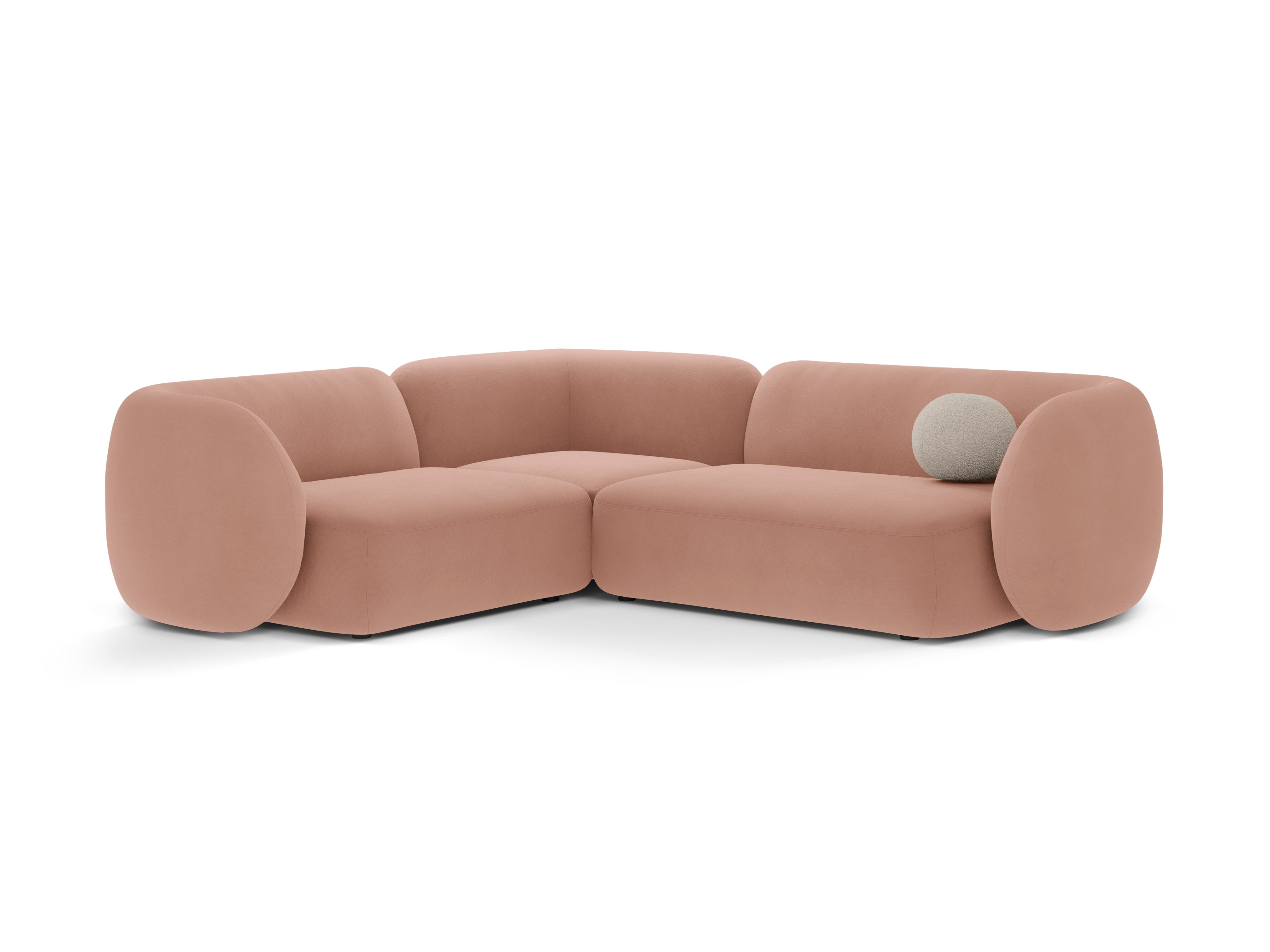 Samt-Ecksofa linksseitig für 4 Personen KATE rosa