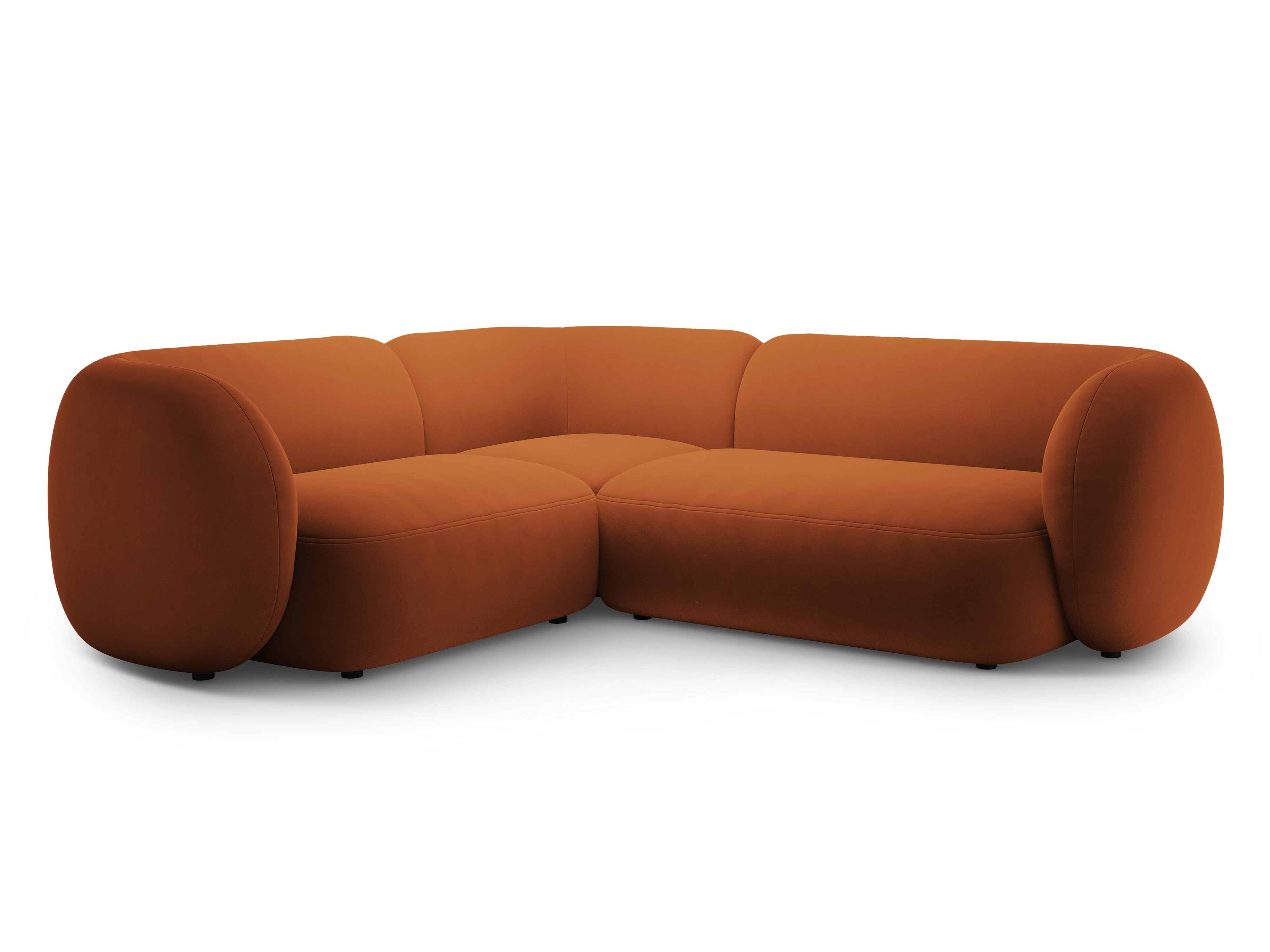Samt-Ecksofa linksseitig für 4 Personen KATE terracotta