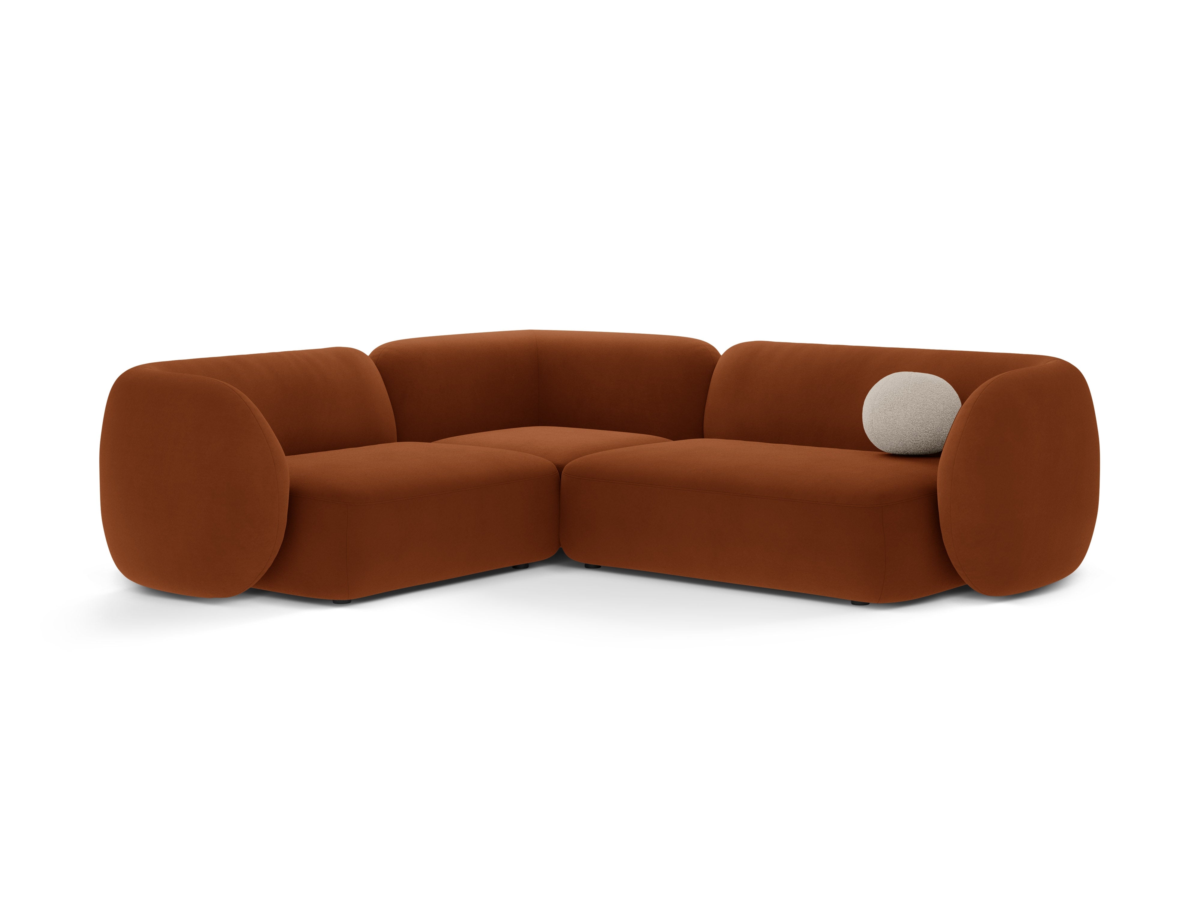 Samt-Ecksofa linksseitig für 4 Personen KATE terracotta