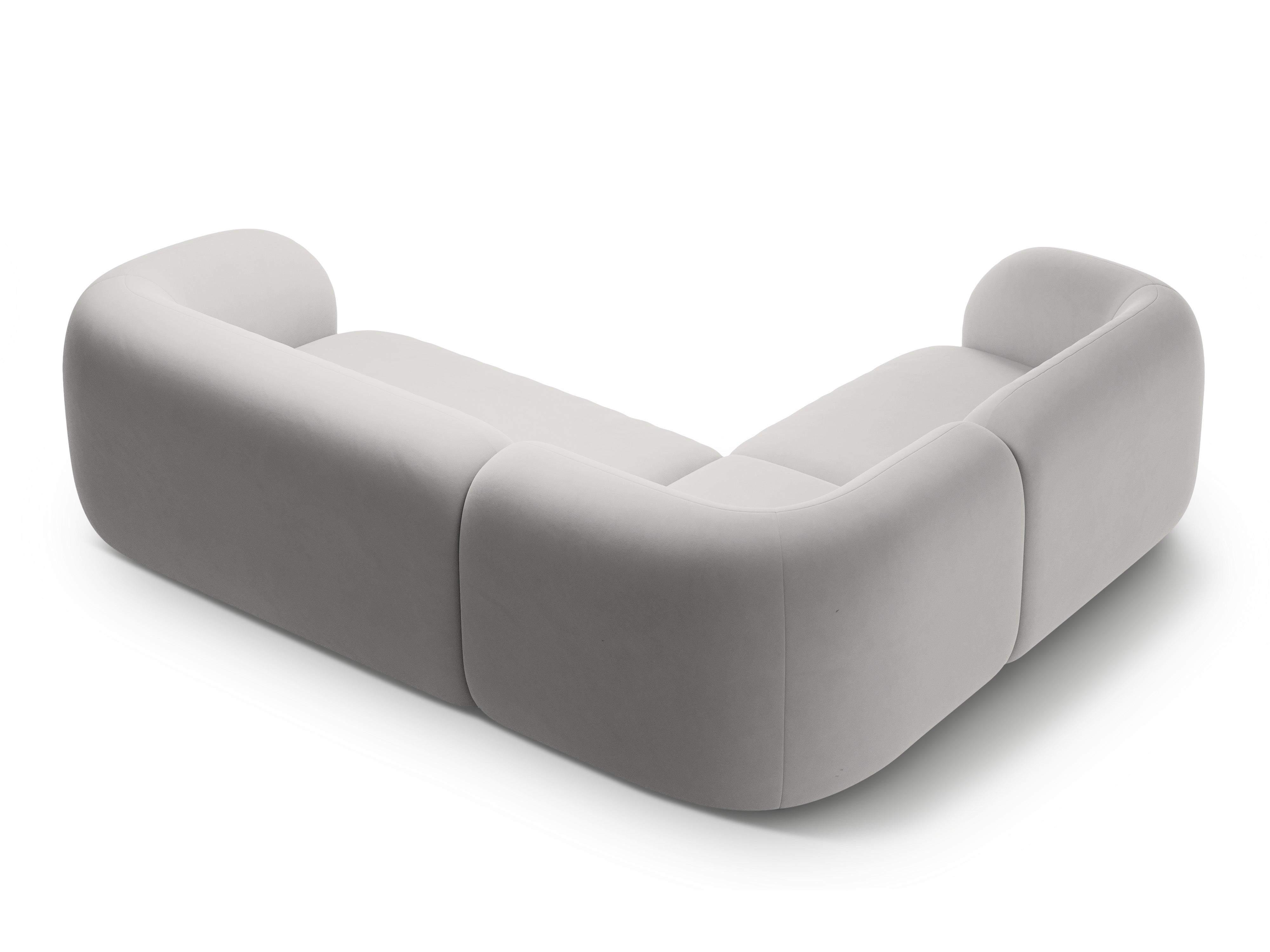 Left-facing velvet corner sofa for 4 people KATE light gray