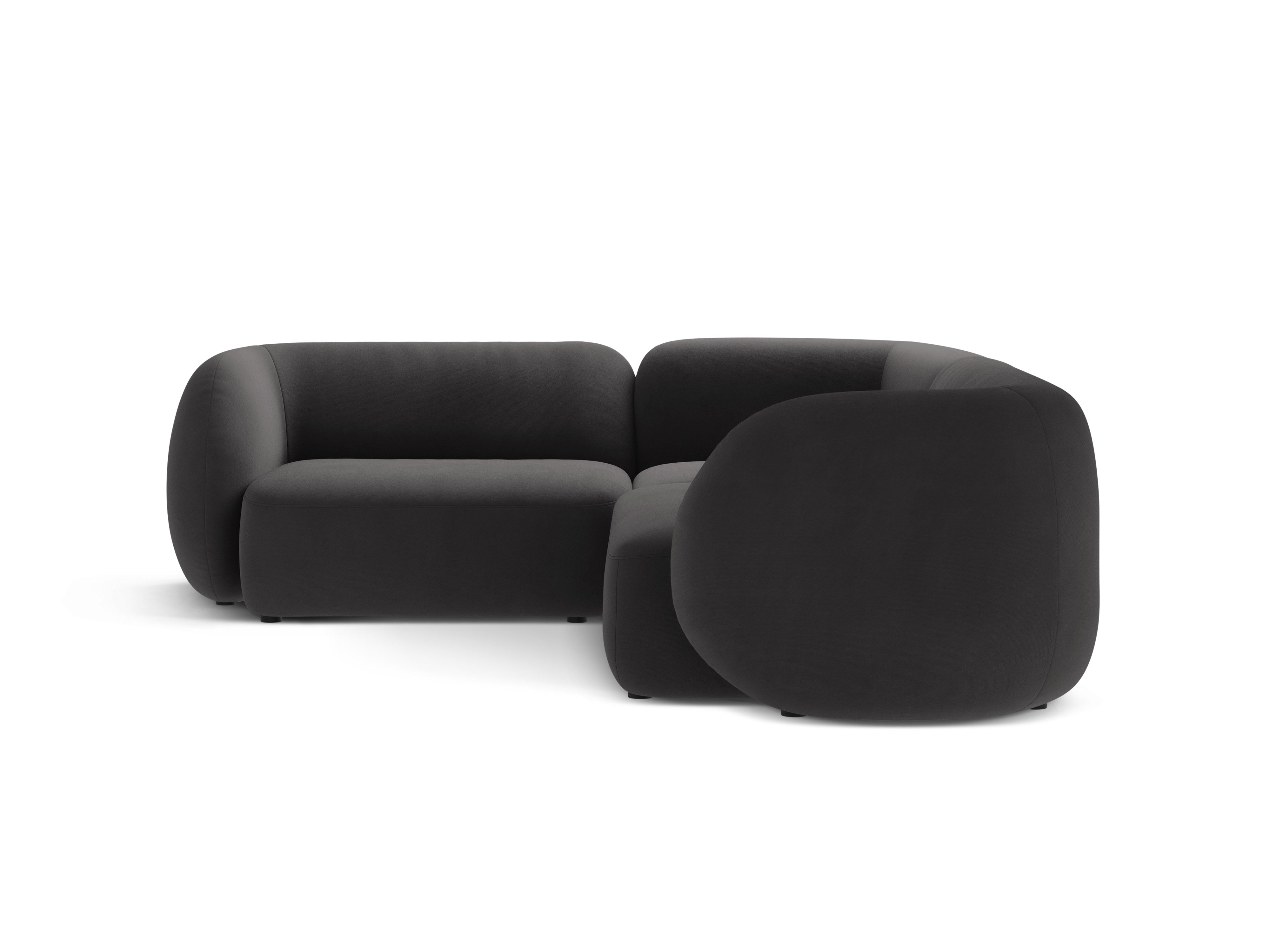 Left-facing velvet corner sofa for 4 people KATE dark gray
