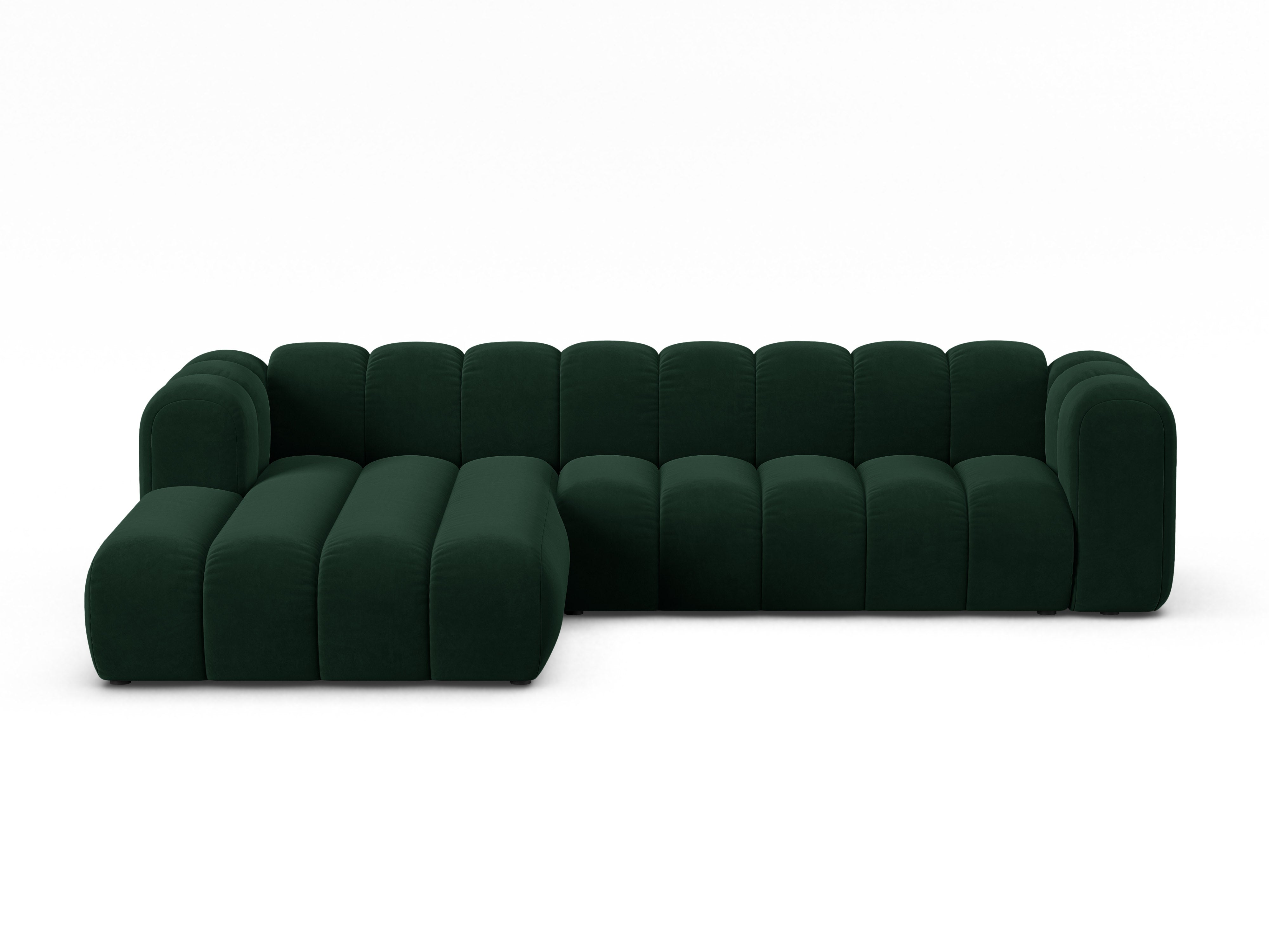 Samt-Ecksofa für 4 Personen links LUPINE flaschengrün
