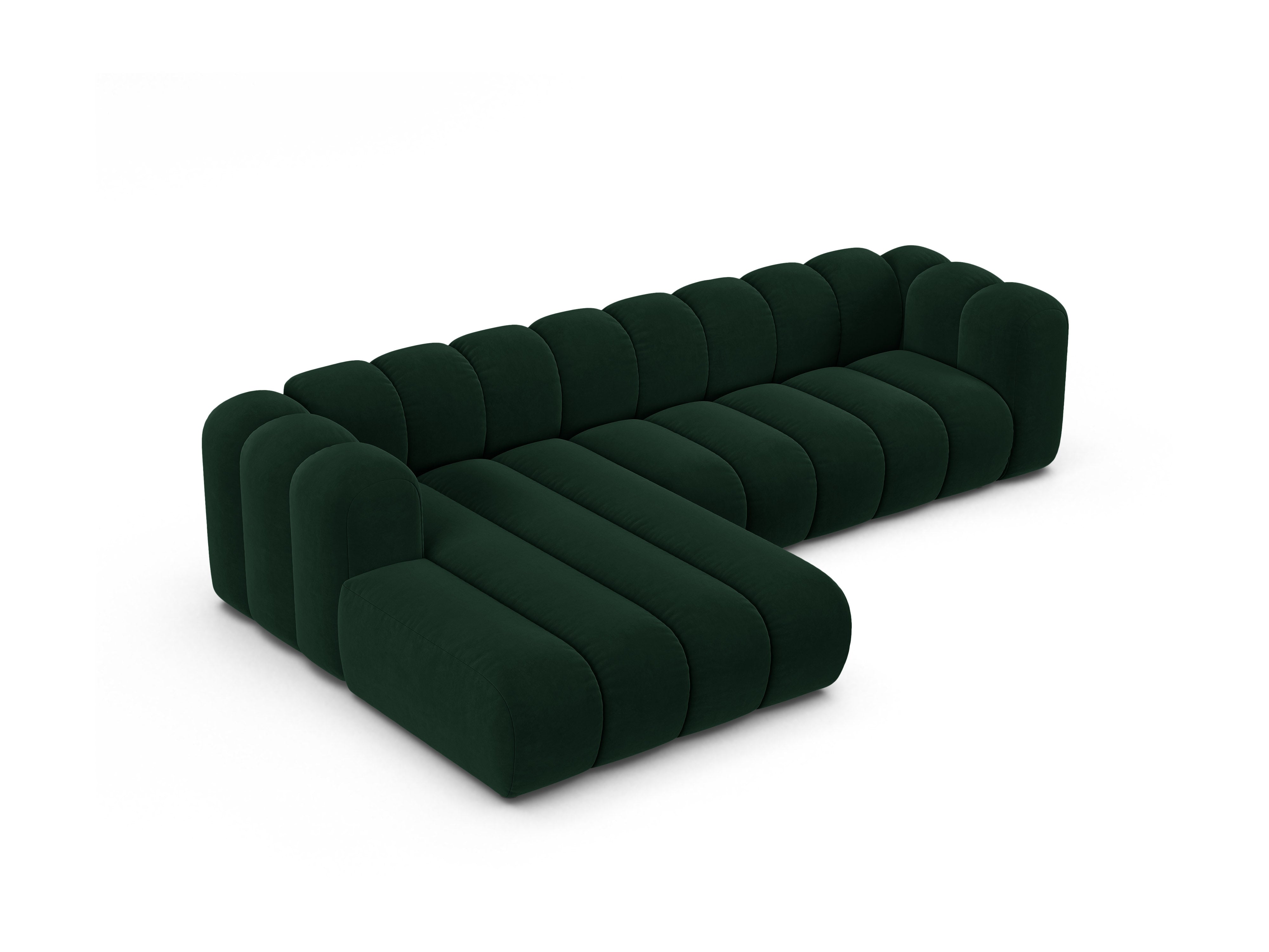 Samt-Ecksofa für 4 Personen links LUPINE flaschengrün