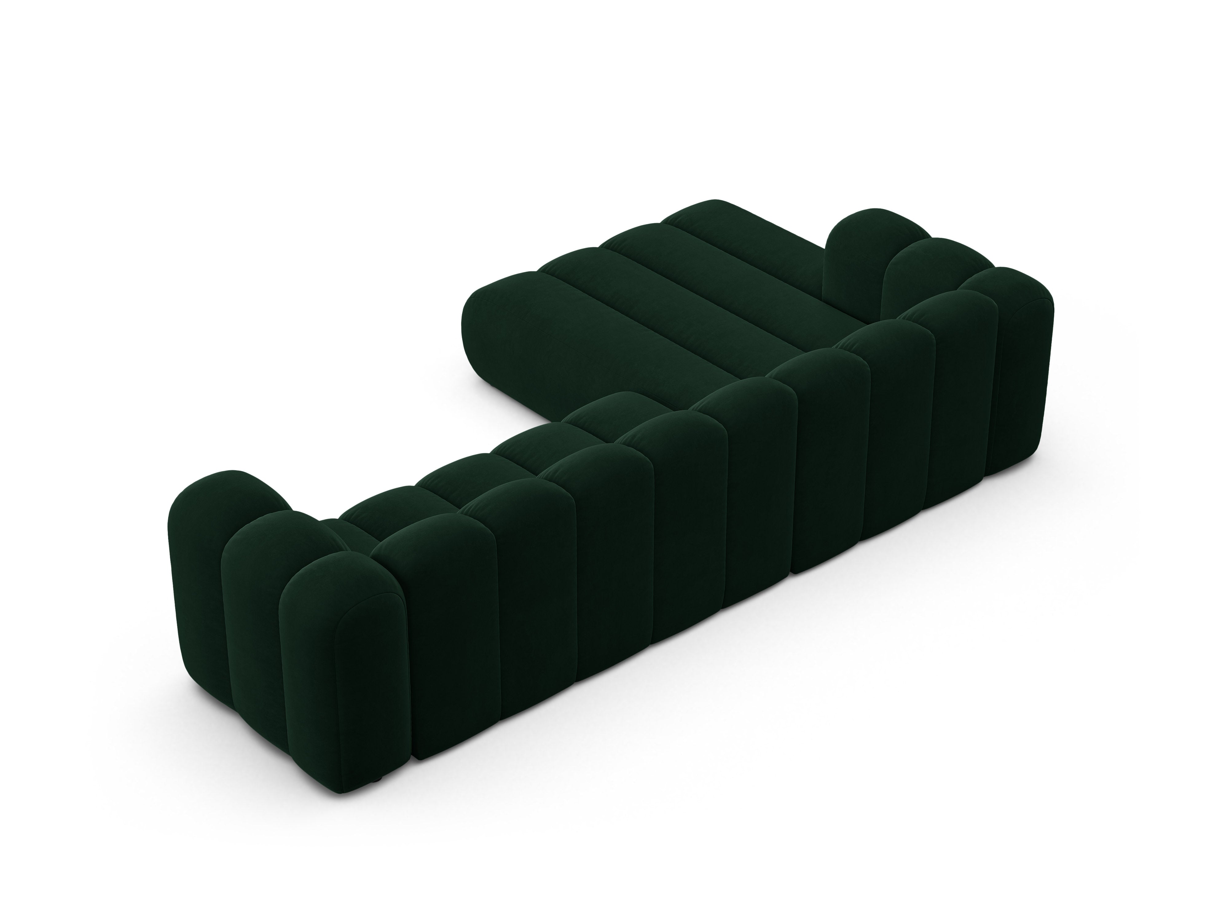 Samt-Ecksofa für 4 Personen links LUPINE flaschengrün
