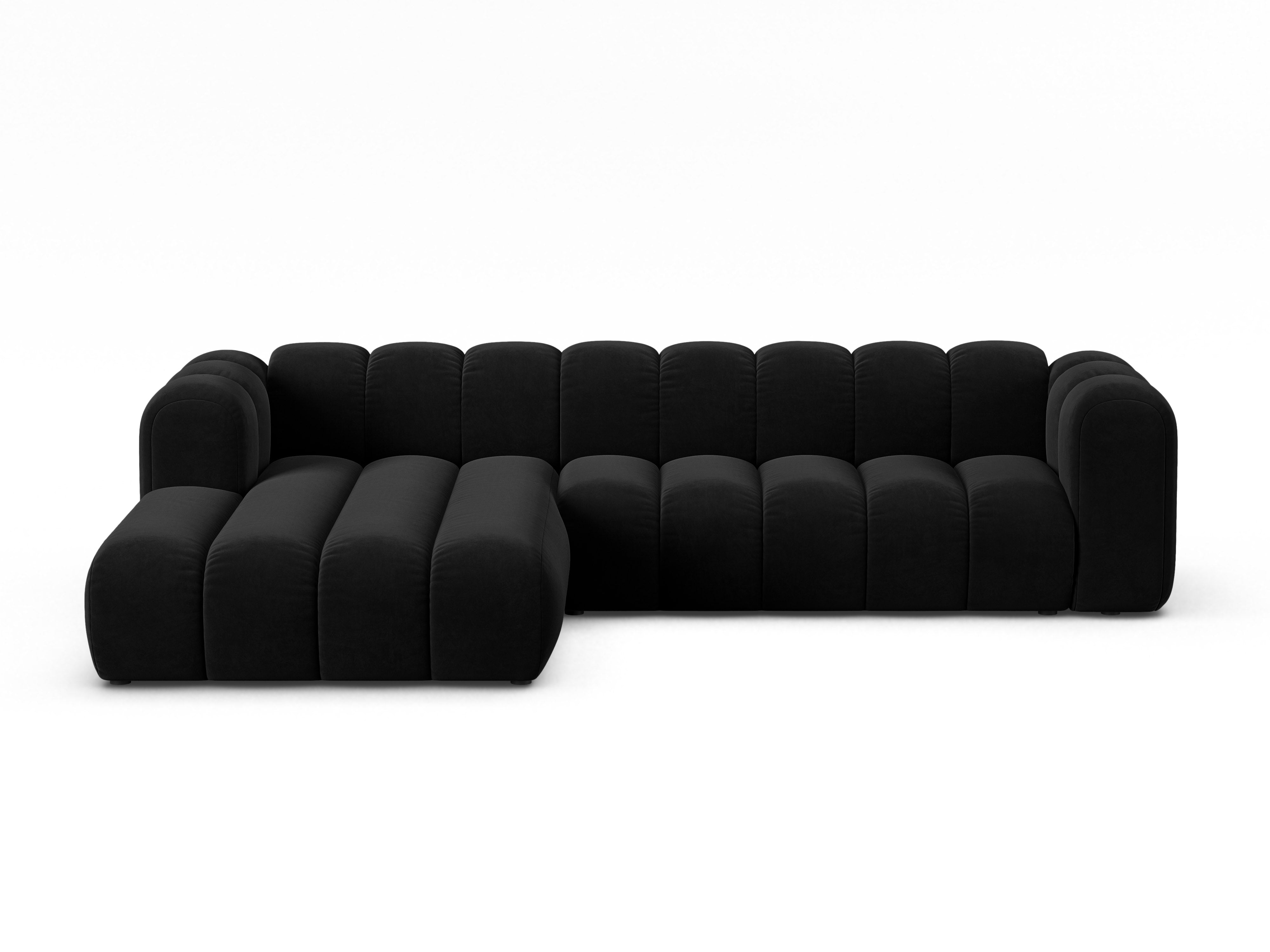 Samt-Ecksofa für 4 Personen links LUPINE schwarz