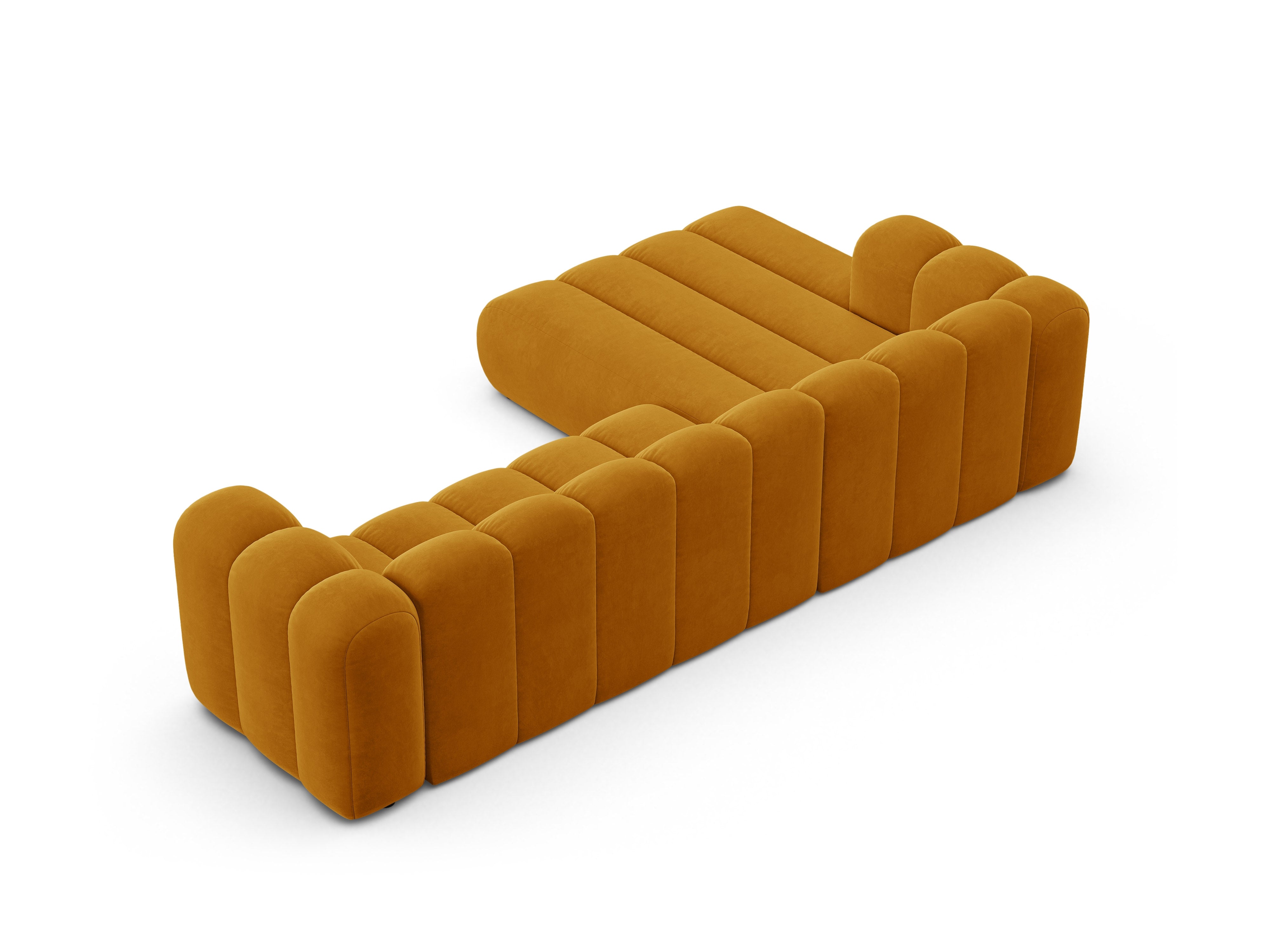 Samt-Ecksofa für 4 Personen links LUPINE senfgelb