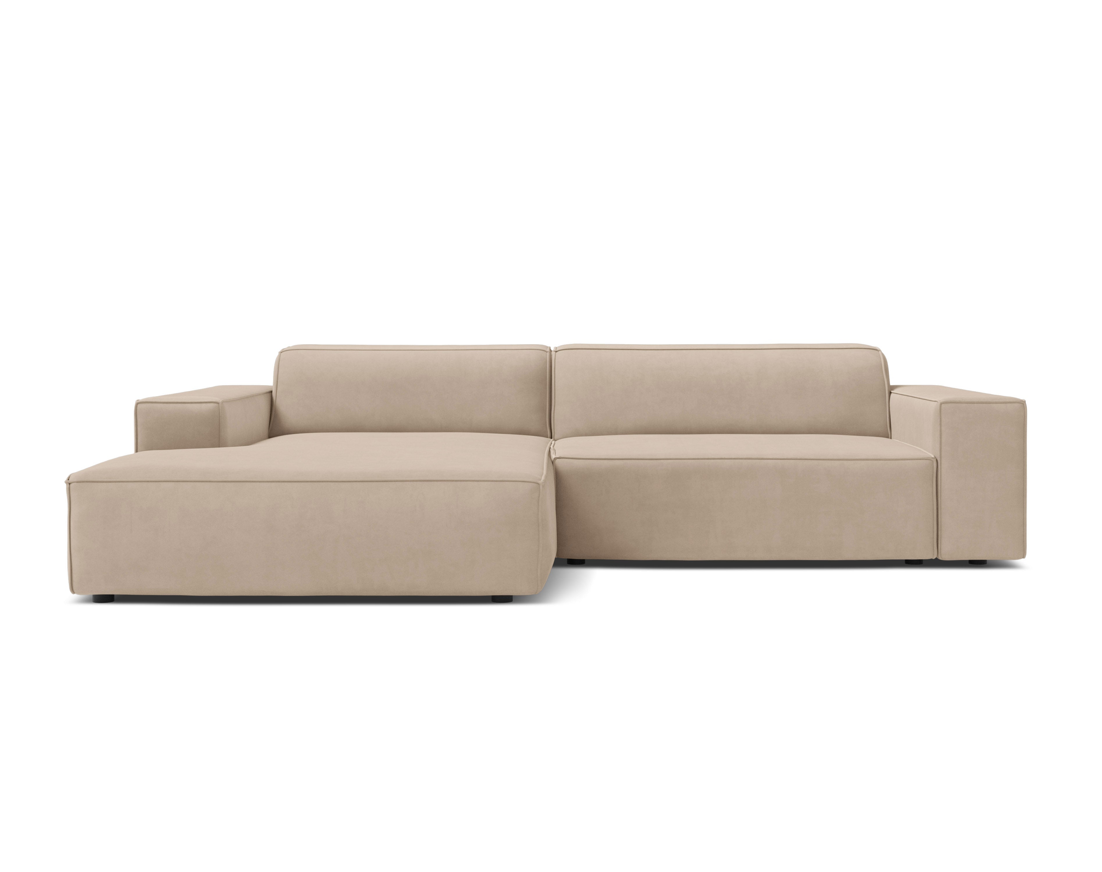 Linksseitige 3-Sitzer-Eckcouch JODIE in beigem Velours