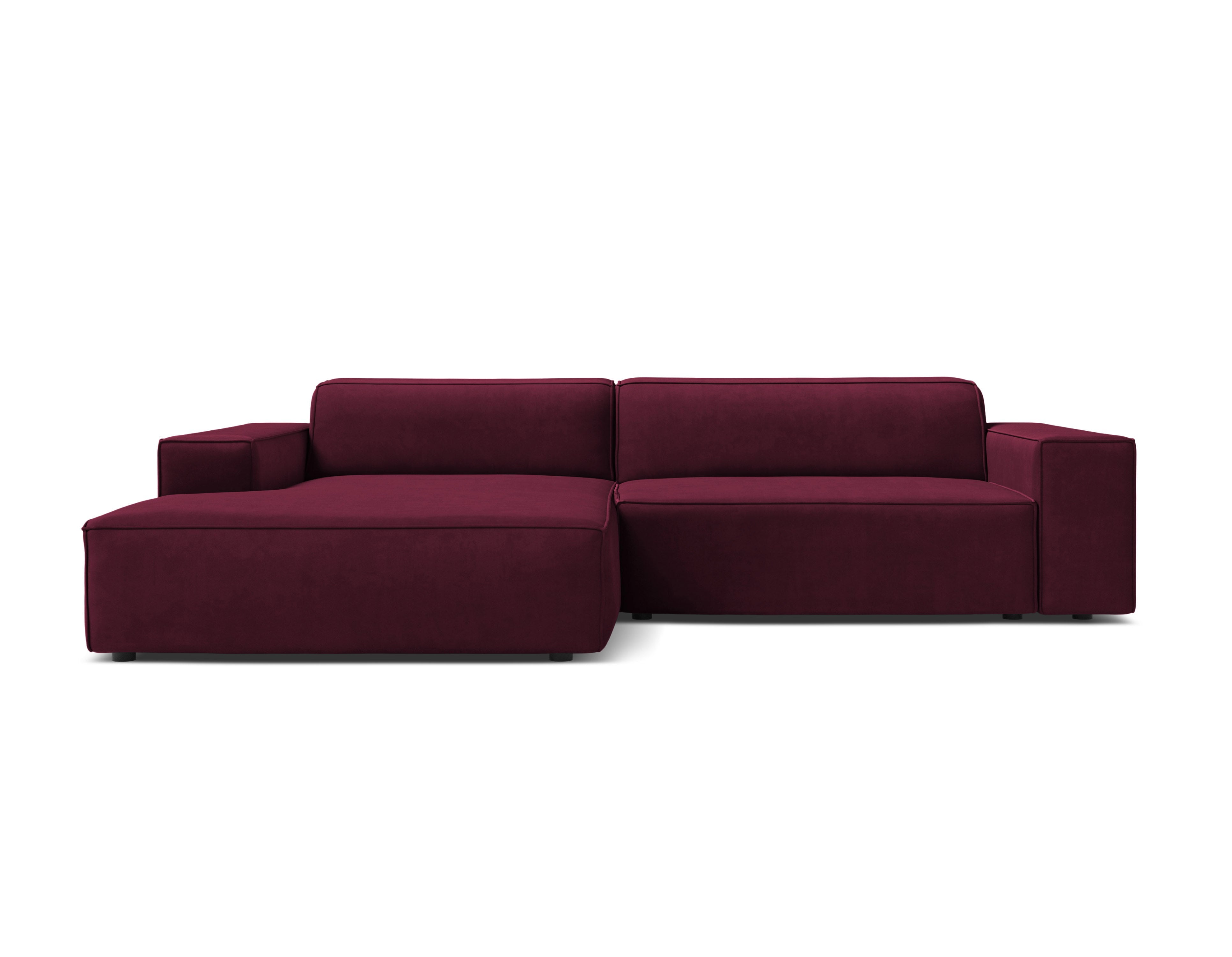 3-sitziger linksseitiger Ecksofa JODIE in burgunderfarbenem Samt