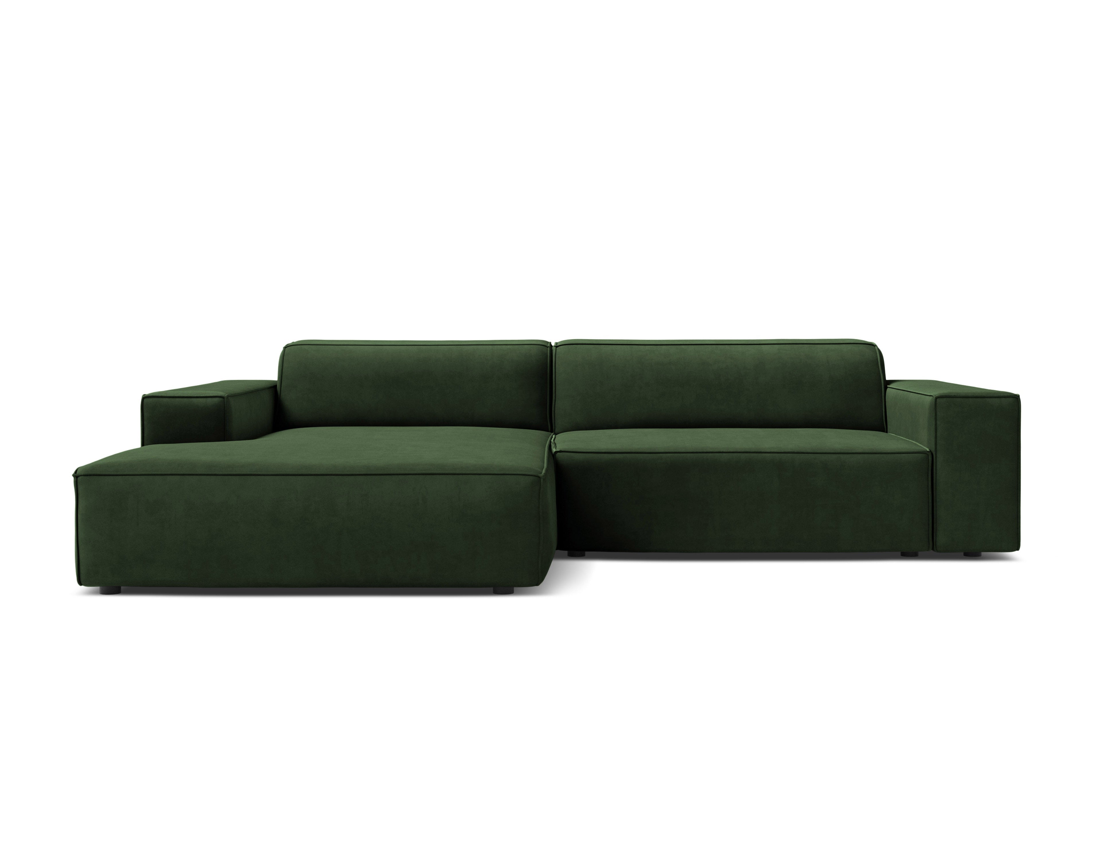 Ecksofa links 3-sitzig JODIE in Flaschengrün Velours
