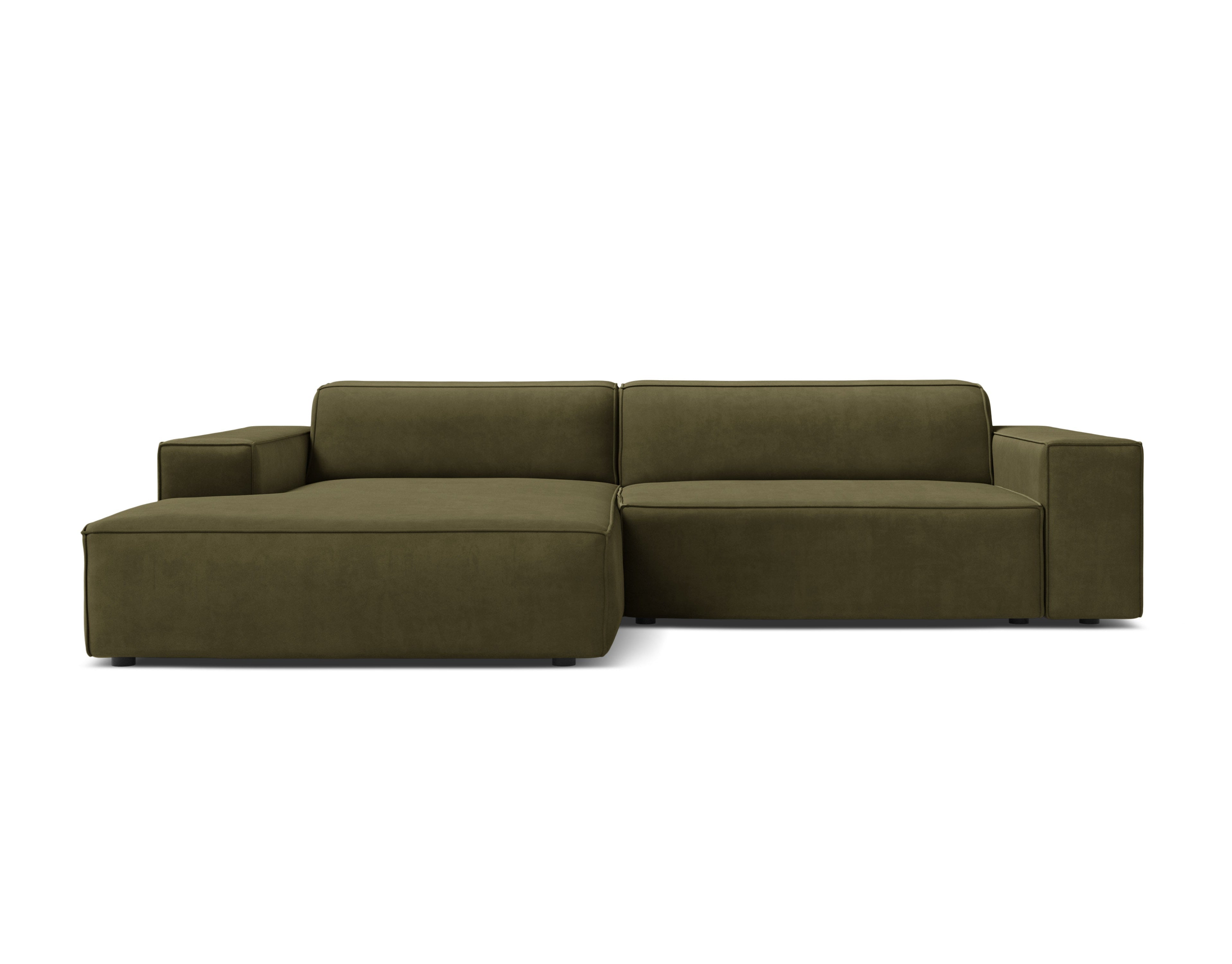 Samt-Ecksofa links 3-sitzig JODIE grün
