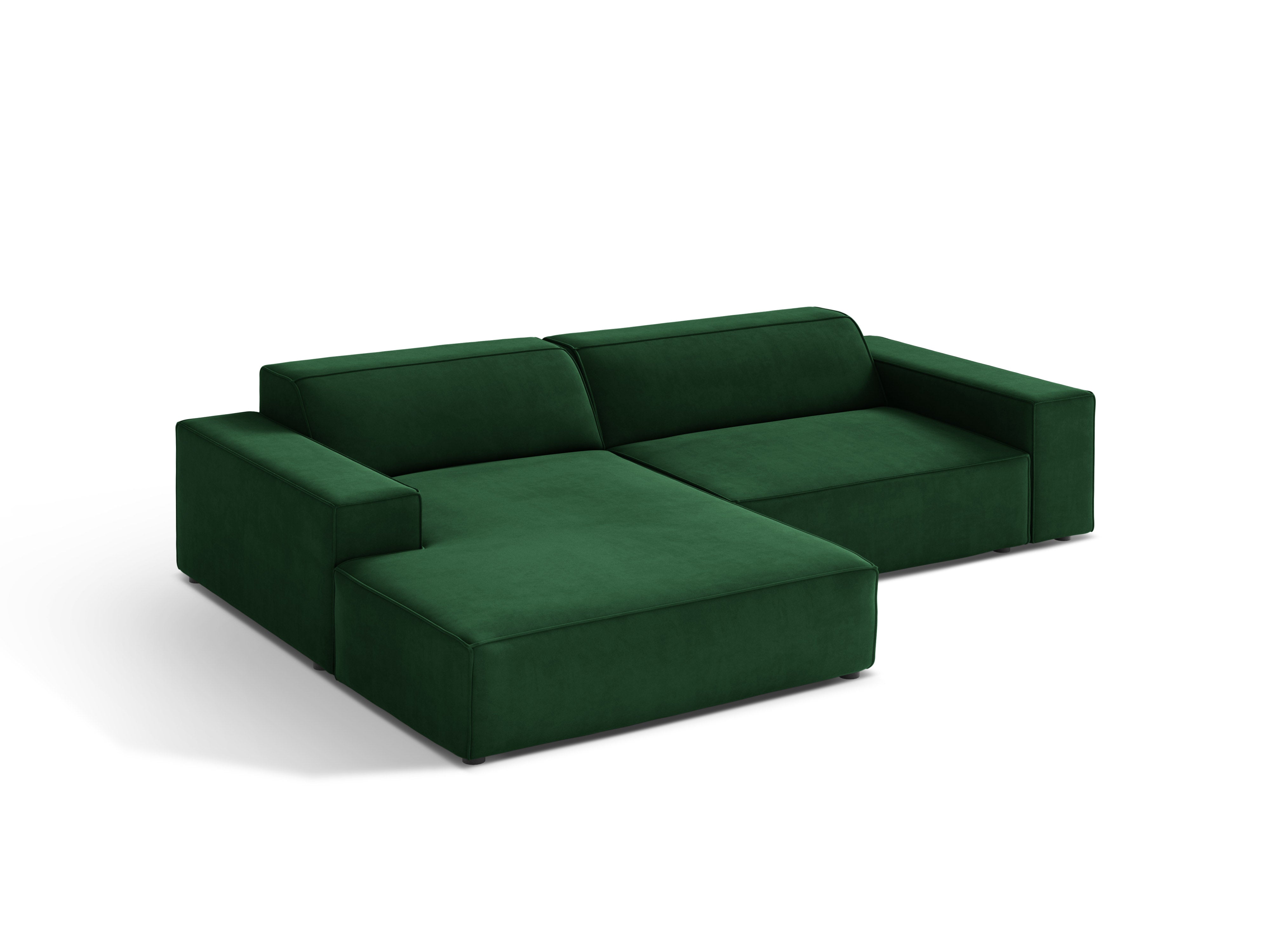 Samt-Ecksofa links 3-sitzig JODIE in Flaschengrün