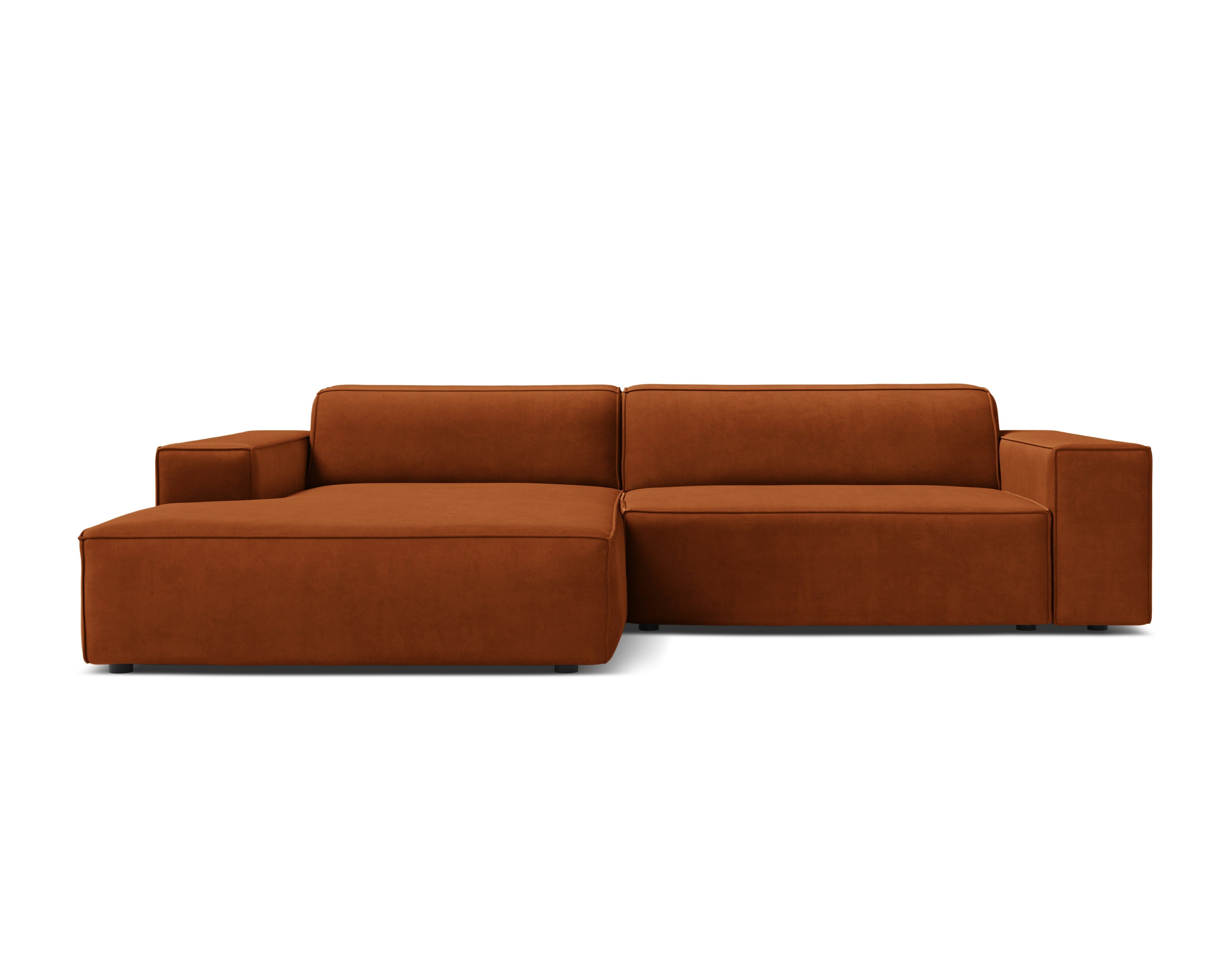 Samt-Ecksofa links 3-sitzig JODIE in Ziegelrot