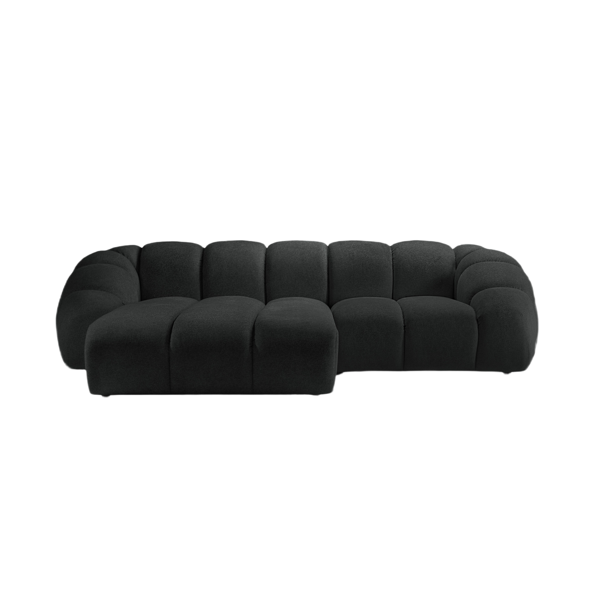 3-sitziger linksseitiger Ecksofa DIANA in anthrazitfarbenem Chenille