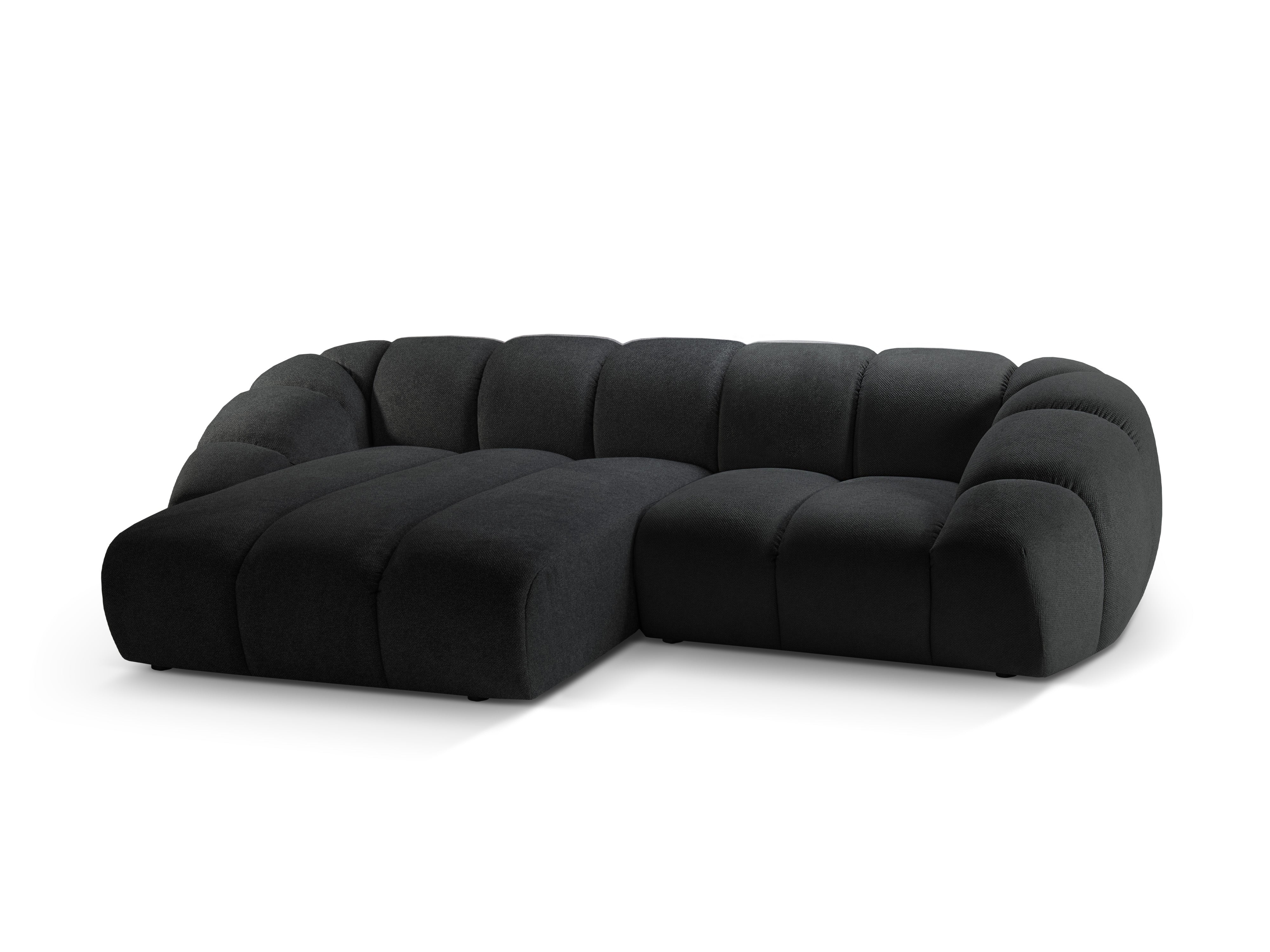 3-sitziger linksseitiger Ecksofa DIANA in anthrazitfarbenem Chenille