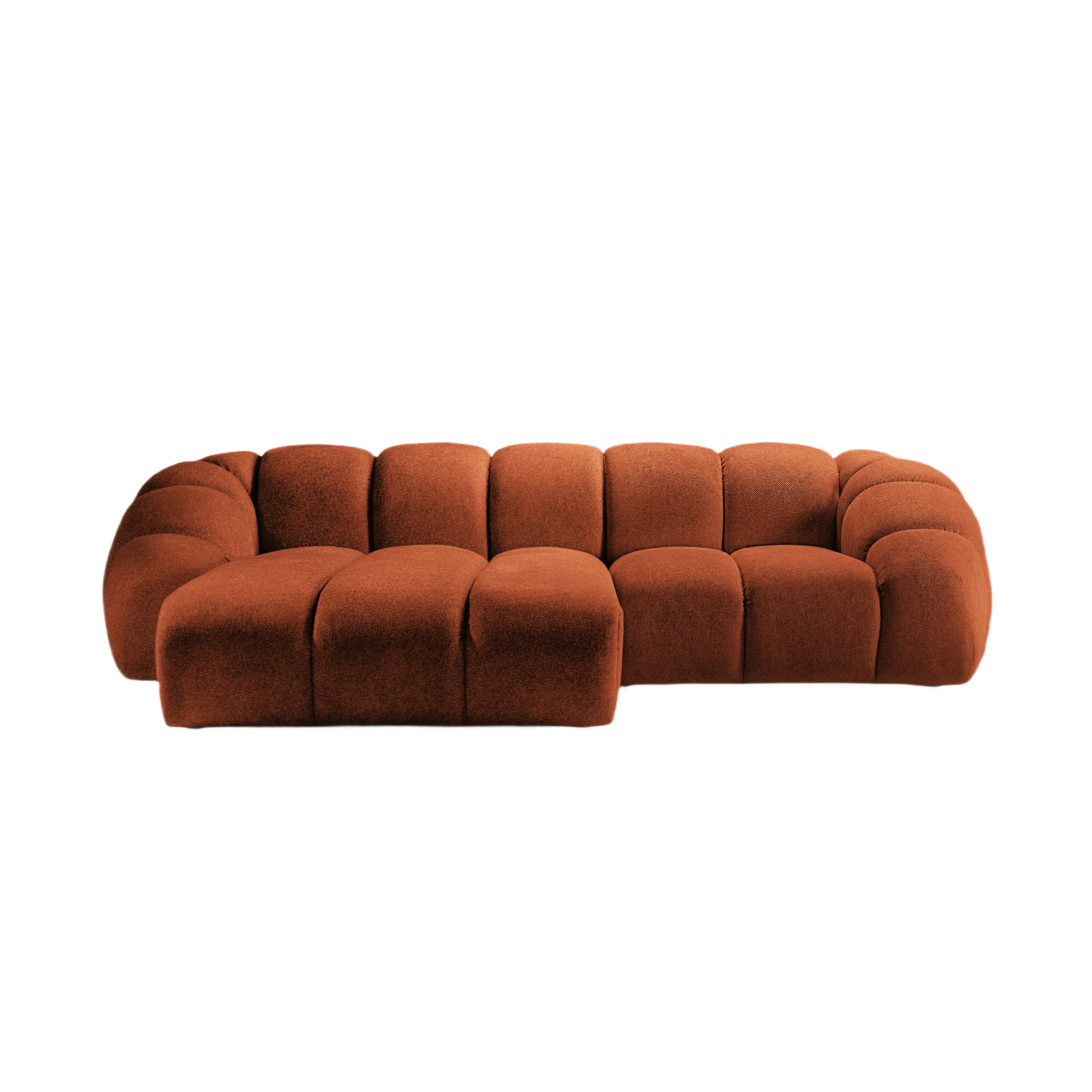 Velvet Left Corner Sofa, "Diana", 3 Seats, Terracotta, 294x182x72
Made in Europe