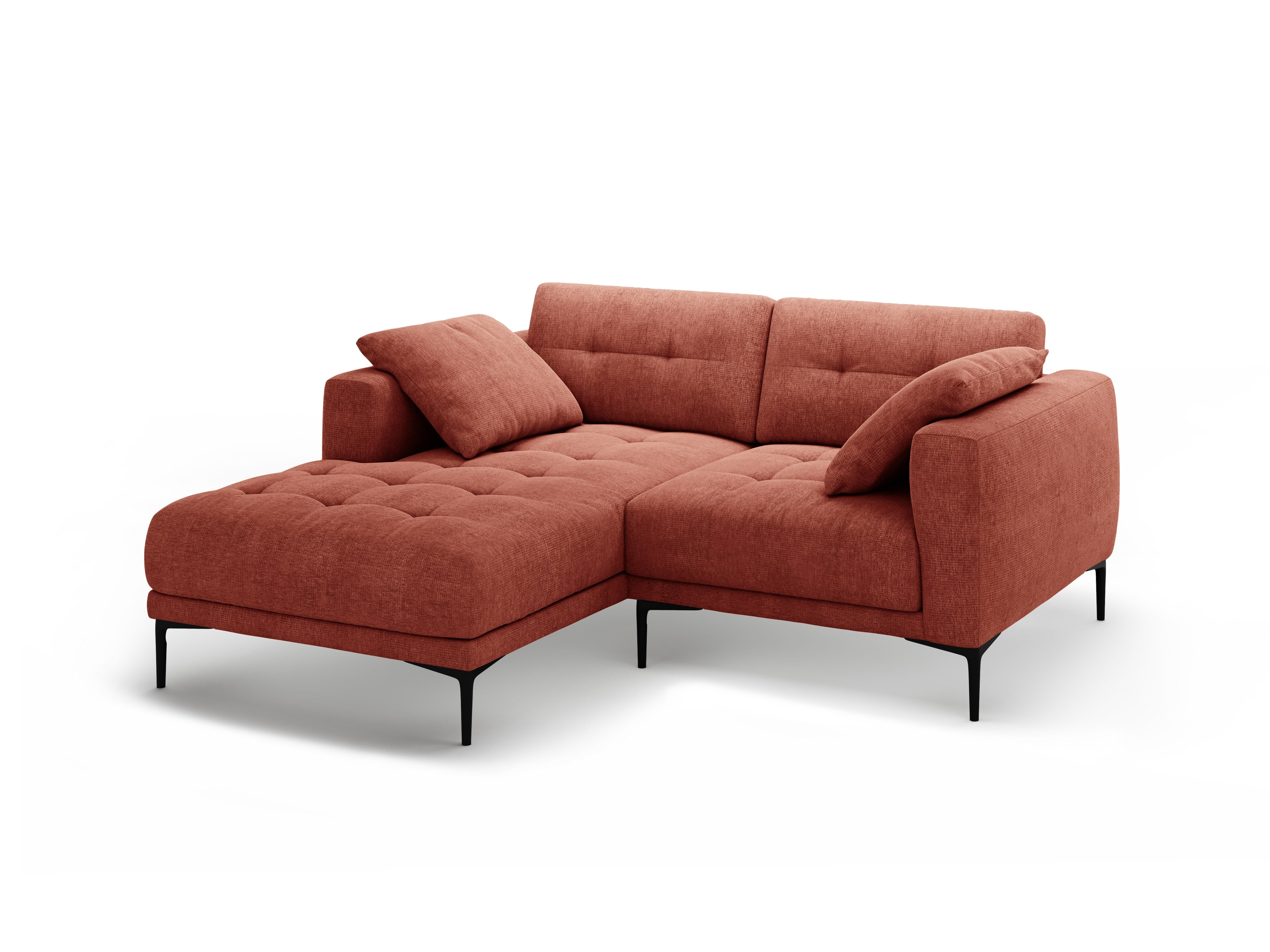 Ecksofa links BEMY korallenfarbener Chenille