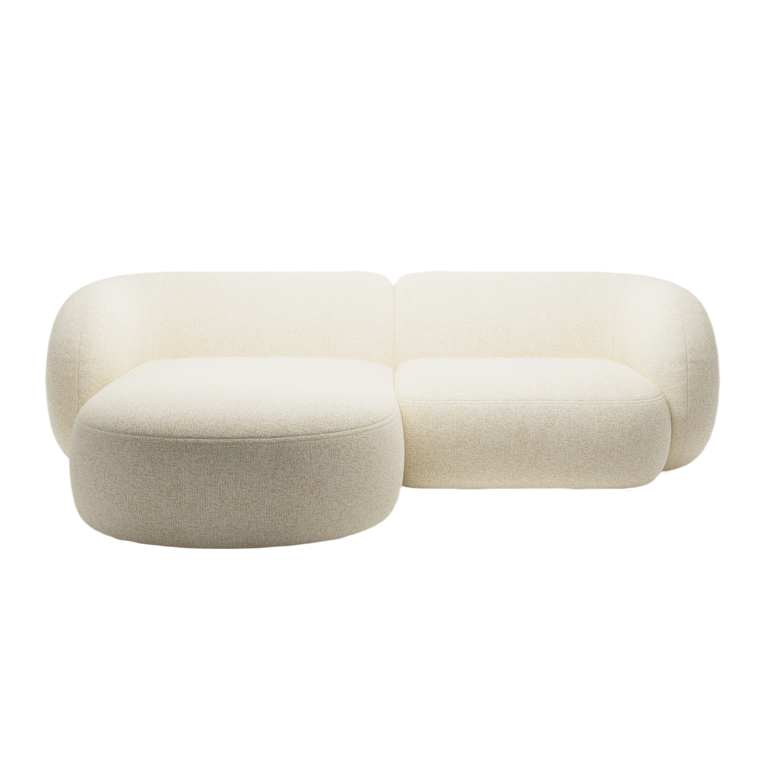 Linksseitige 2-Sitzer-Eckcouch KATE hellbeige Melange