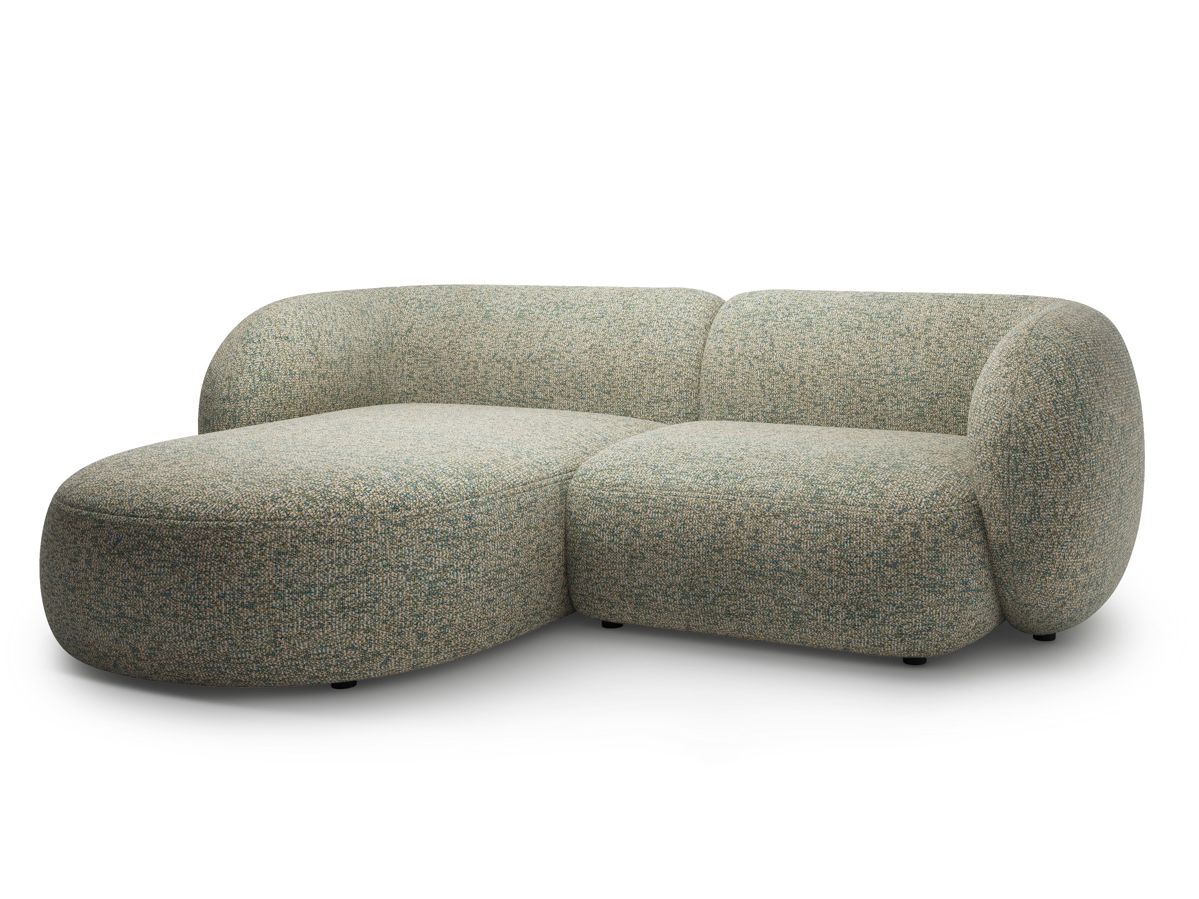 Linksseitiges 2-Sitzer-Sofa KATE hellgrüner Melange