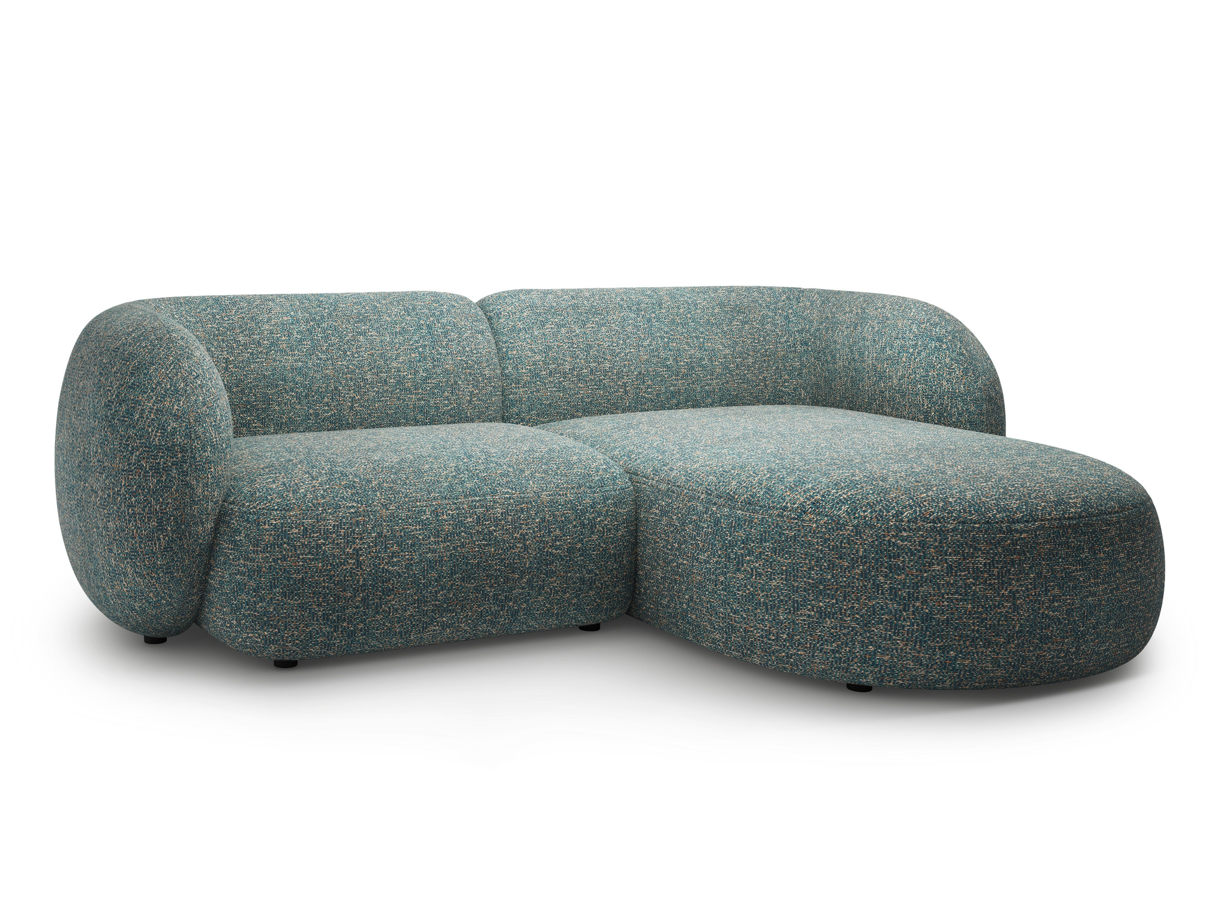 Right-facing 2-seater corner sofa KATE blue mélange