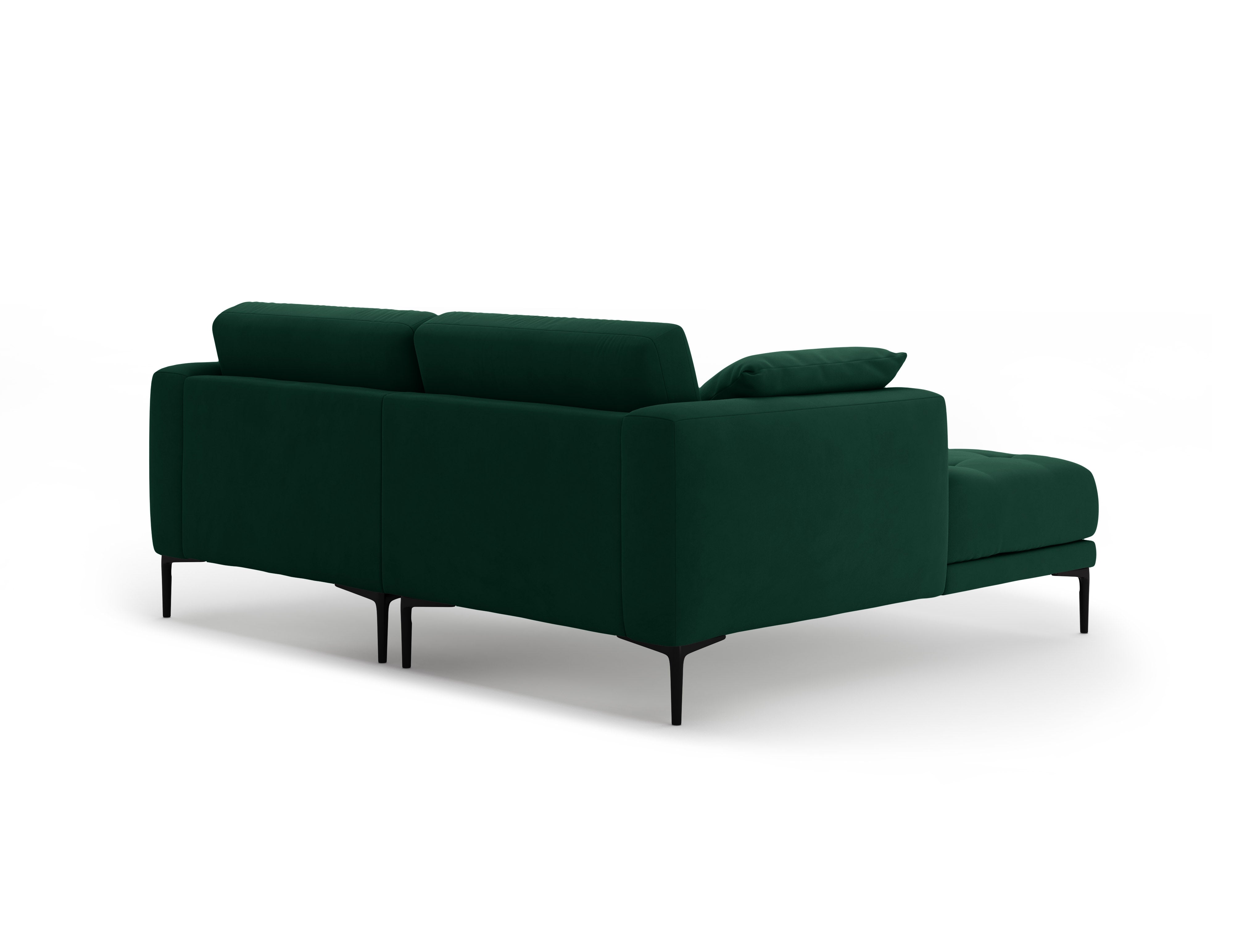 Left-facing velvet corner sofa BEMY in bottle green