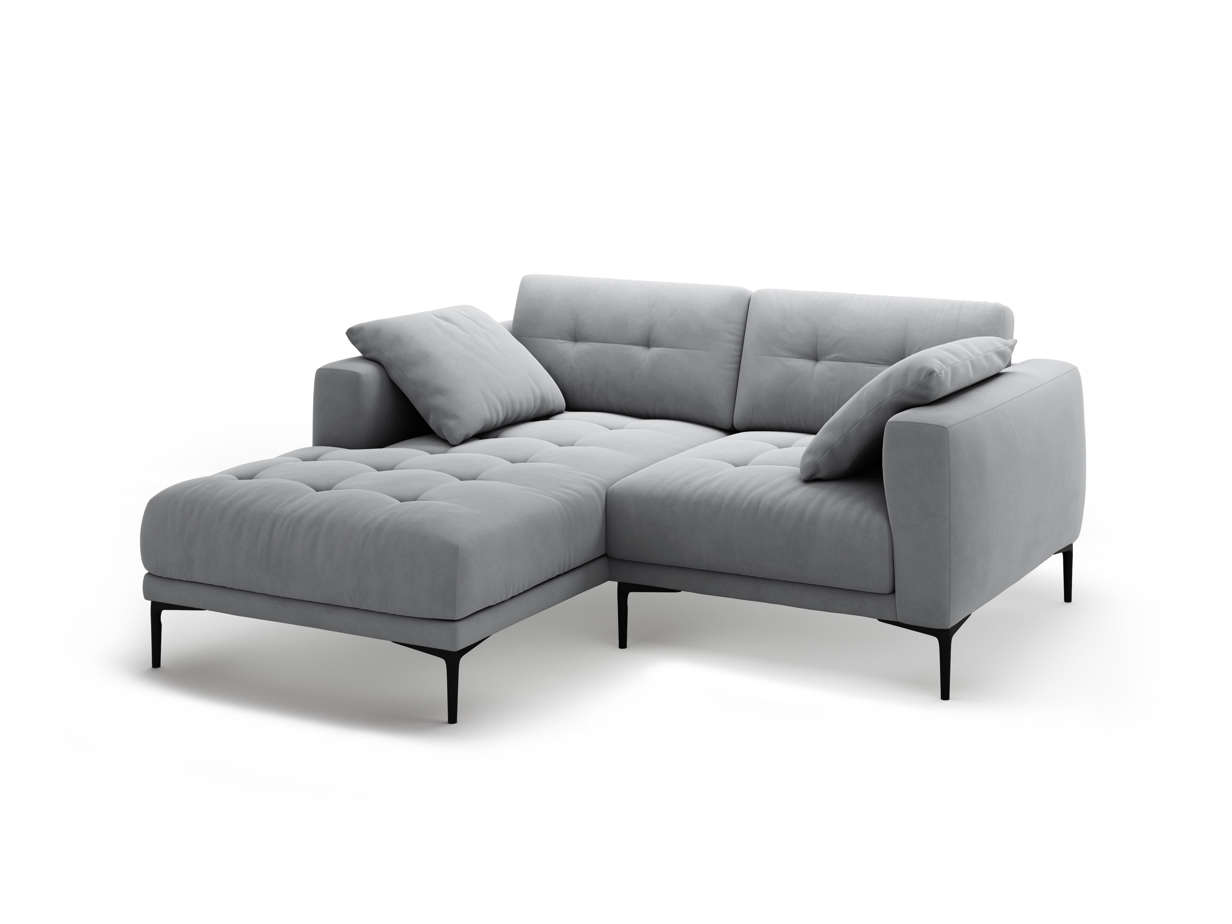 Left-facing velvet corner sofa BEMY gray
