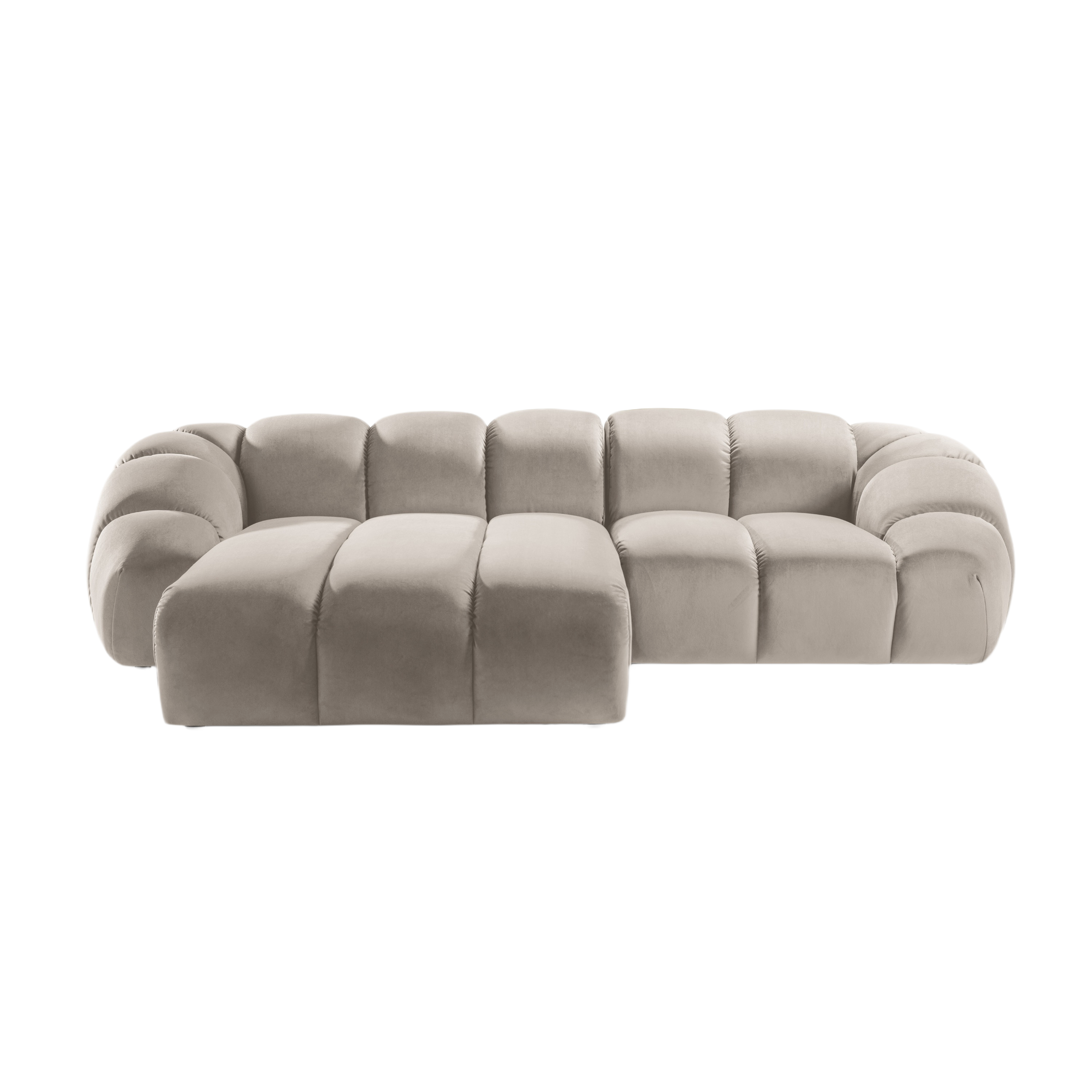 Velvet Left Corner Sofa, "Diana", 3 Seats, Beige, 294x182x72
Made in Europe