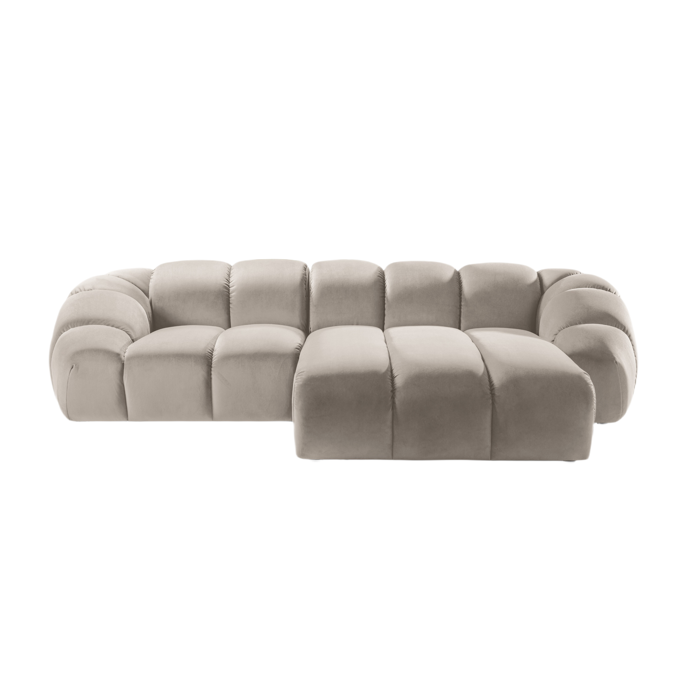 Velvet Right Corner Sofa, "Diana", 3 Seats, Beige, 294x182x72
Made in Europe