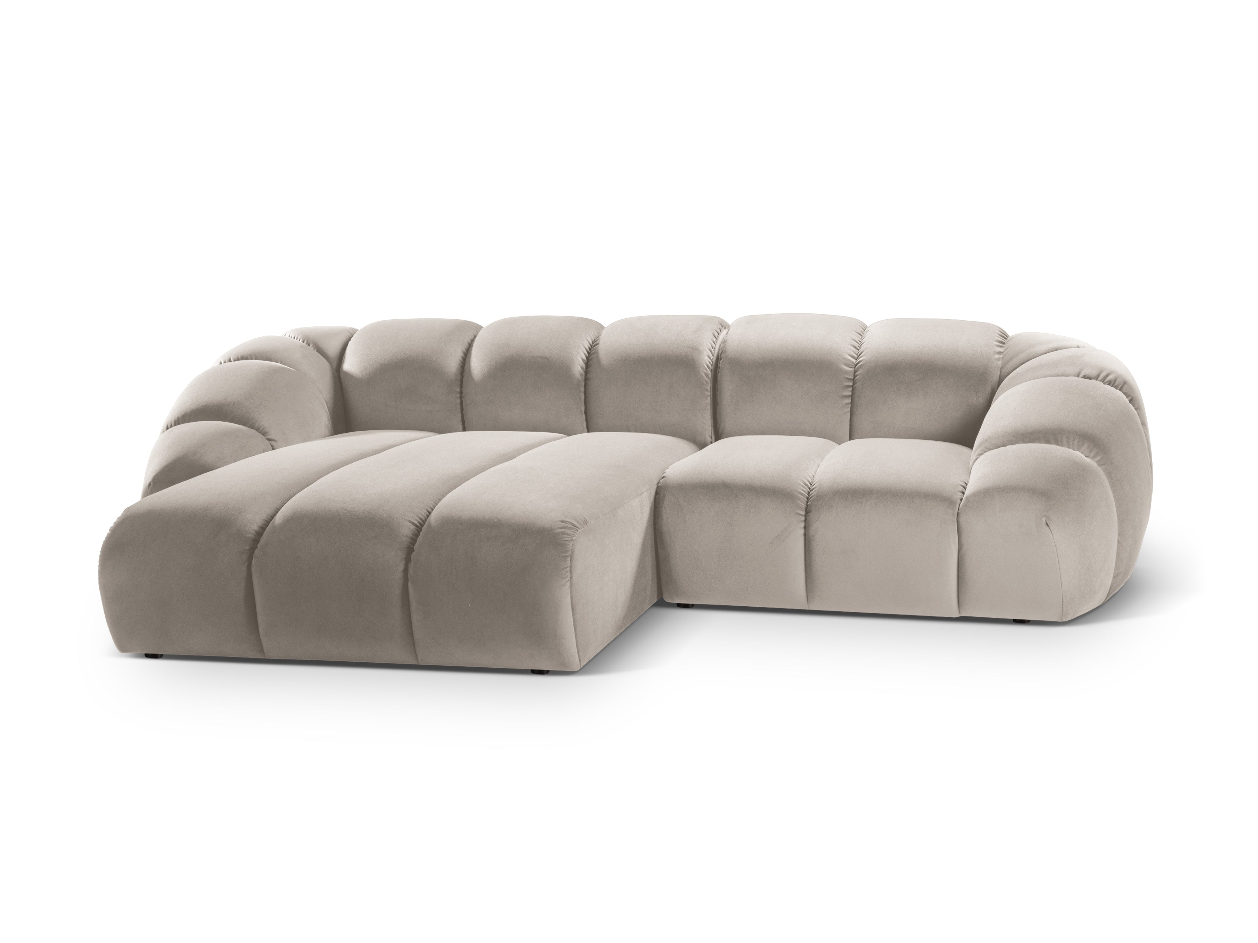 Velvet Left Corner Sofa, "Diana", 3 Seats, Beige, 294x182x72
Made in Europe