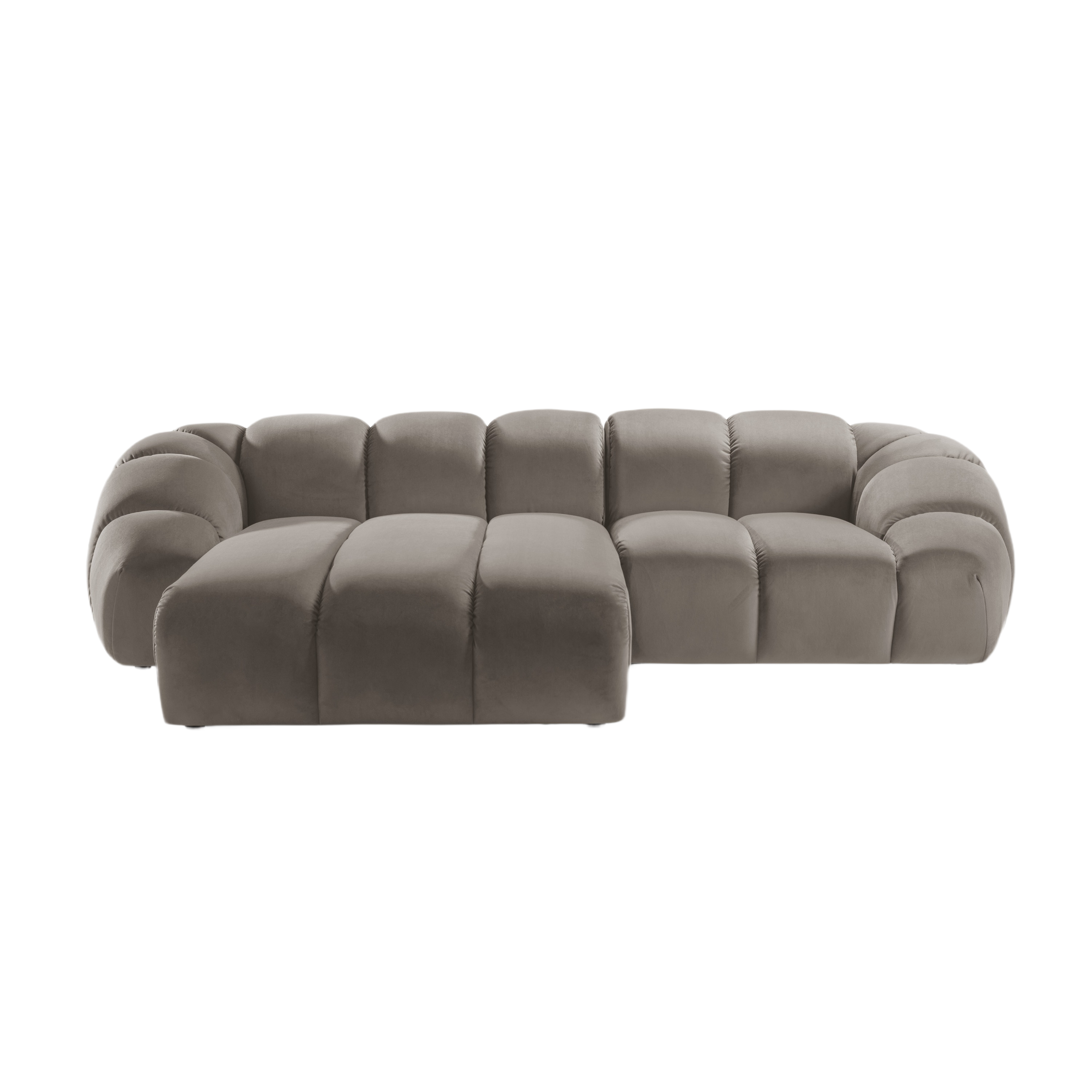 Velvet Left Corner Sofa, "Diana", 3 Seats, Gray Brown, 294x182x72
Made in Europe