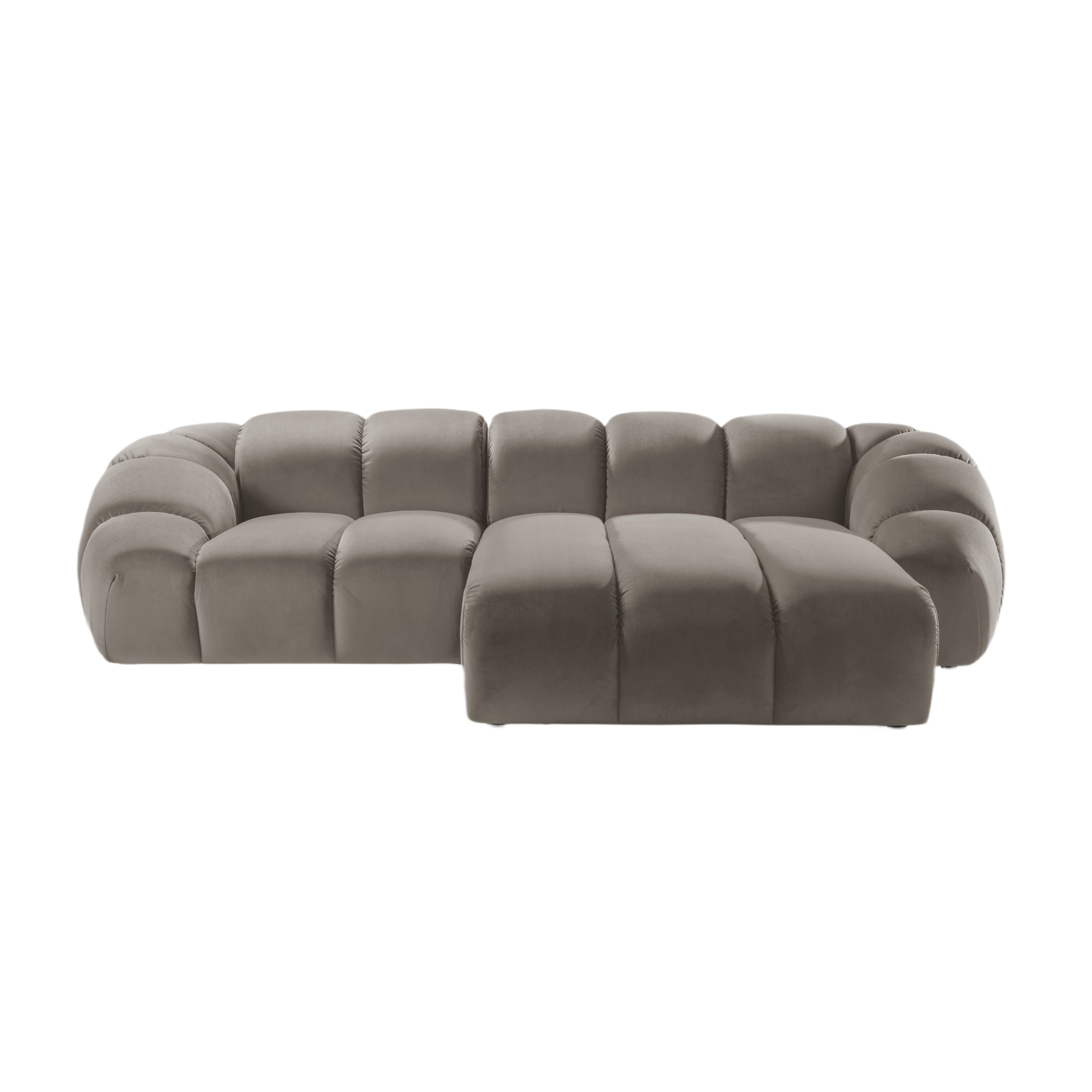 Velvet Right Corner Sofa, "Diana", 3 Seats, Gray Brown, 294x182x72
Made in Europe
