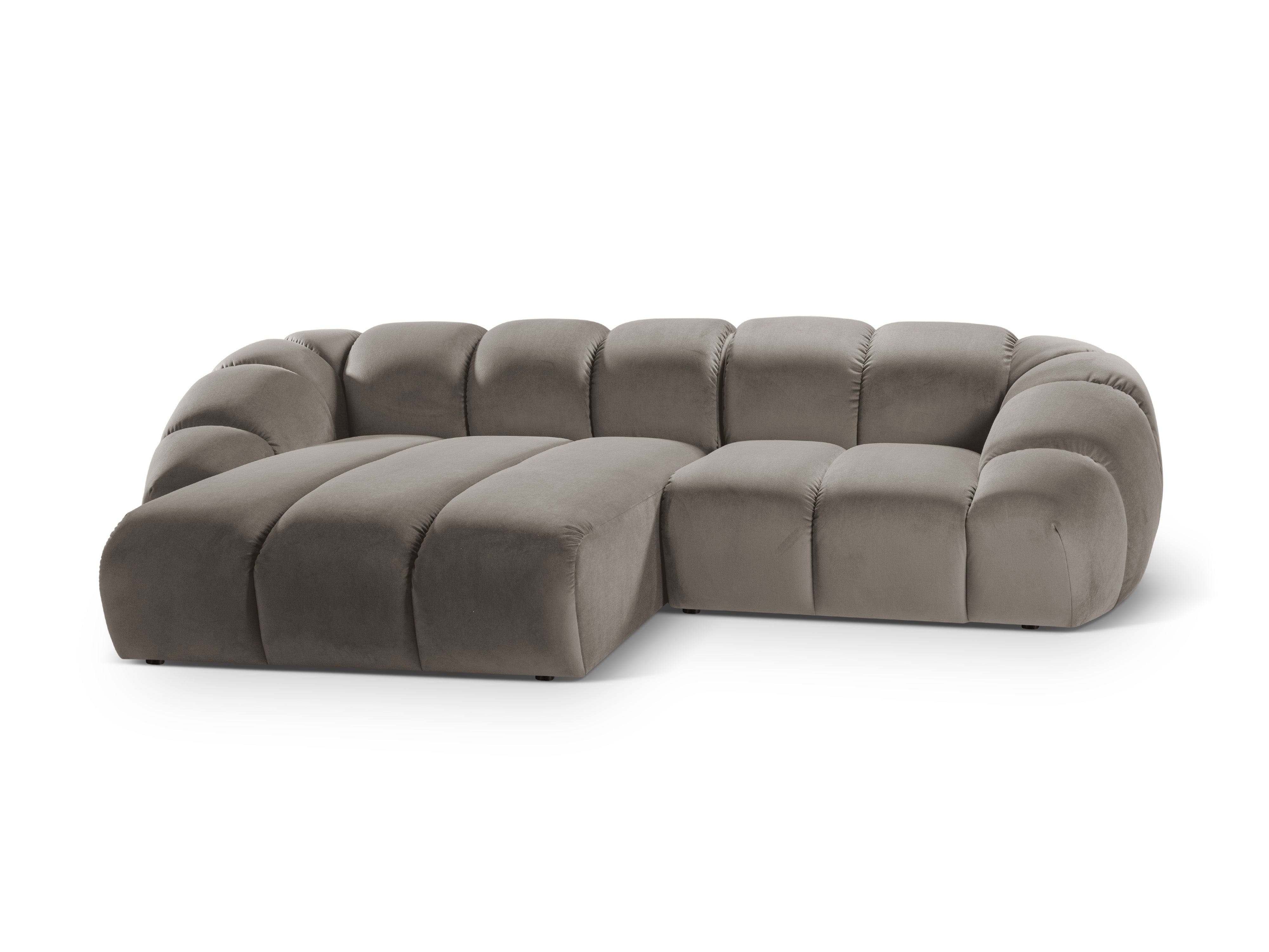 Velvet Left Corner Sofa, "Diana", 3 Seats, Gray Brown, 294x182x72
Made in Europe
