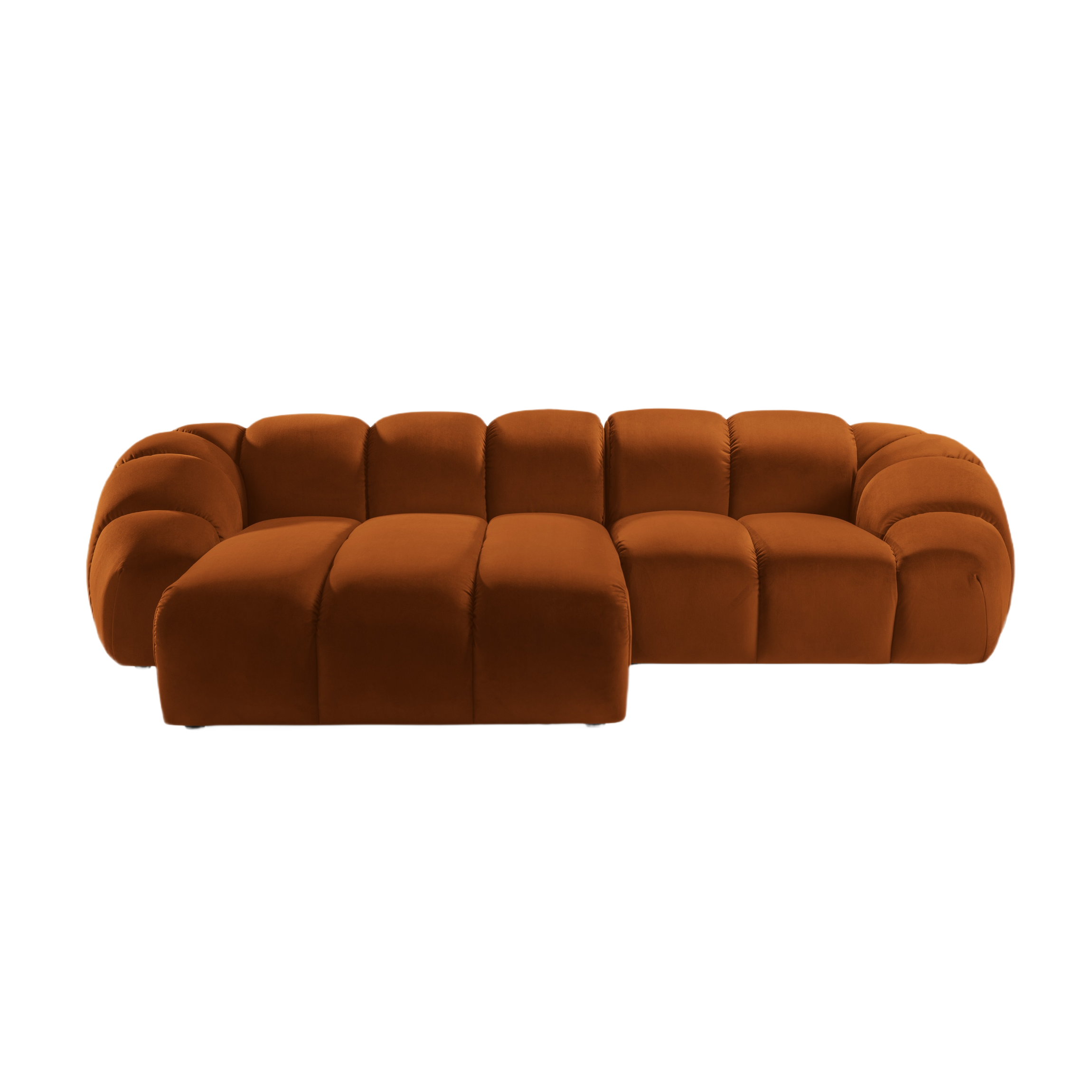Velvet Left Corner Sofa, "Diana", 3 Seats, Terracotta, 294x182x72
Made in Europe