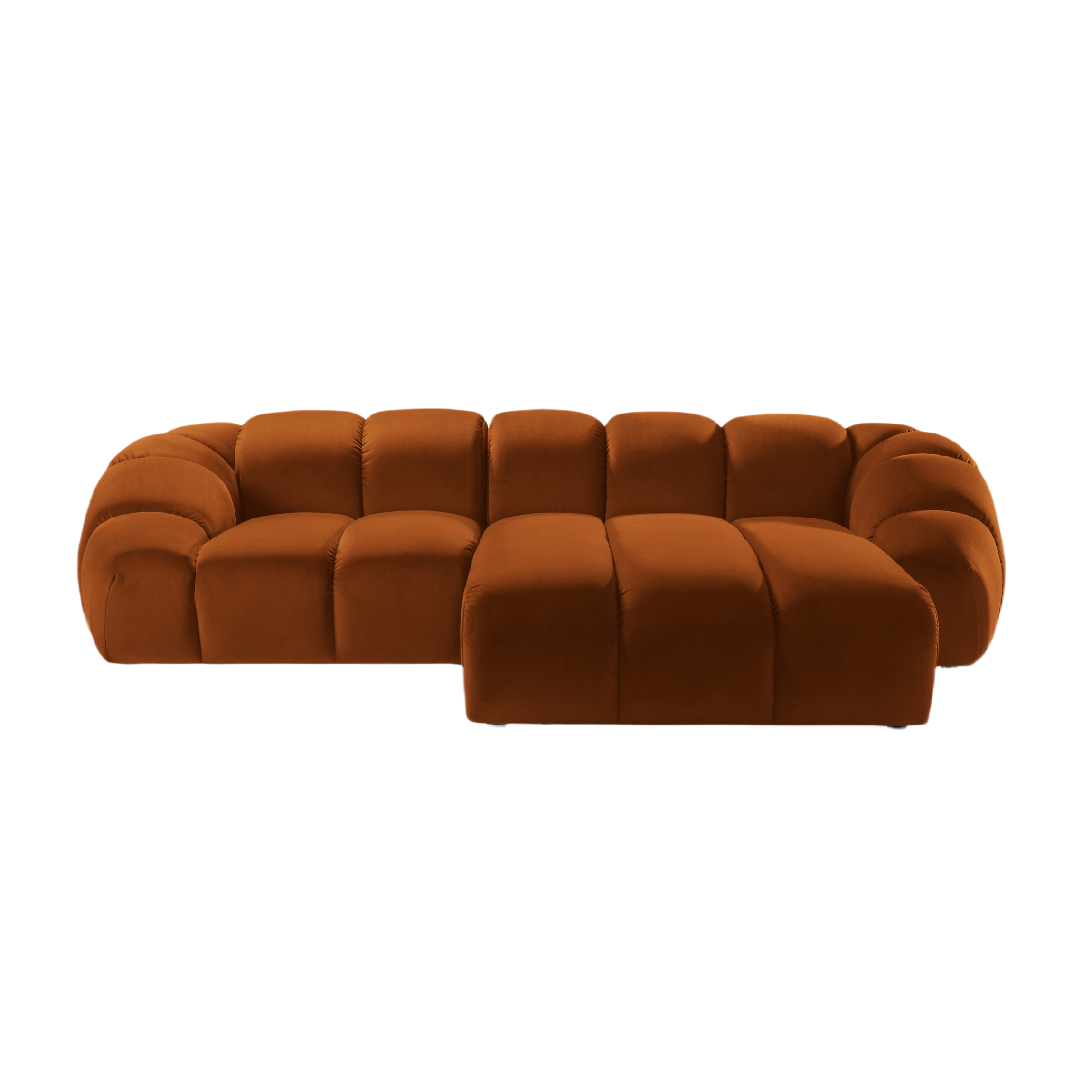 Velvet Right Corner Sofa, "Diana", 3 Seats, Terracotta, 294x182x72
Made in Europe